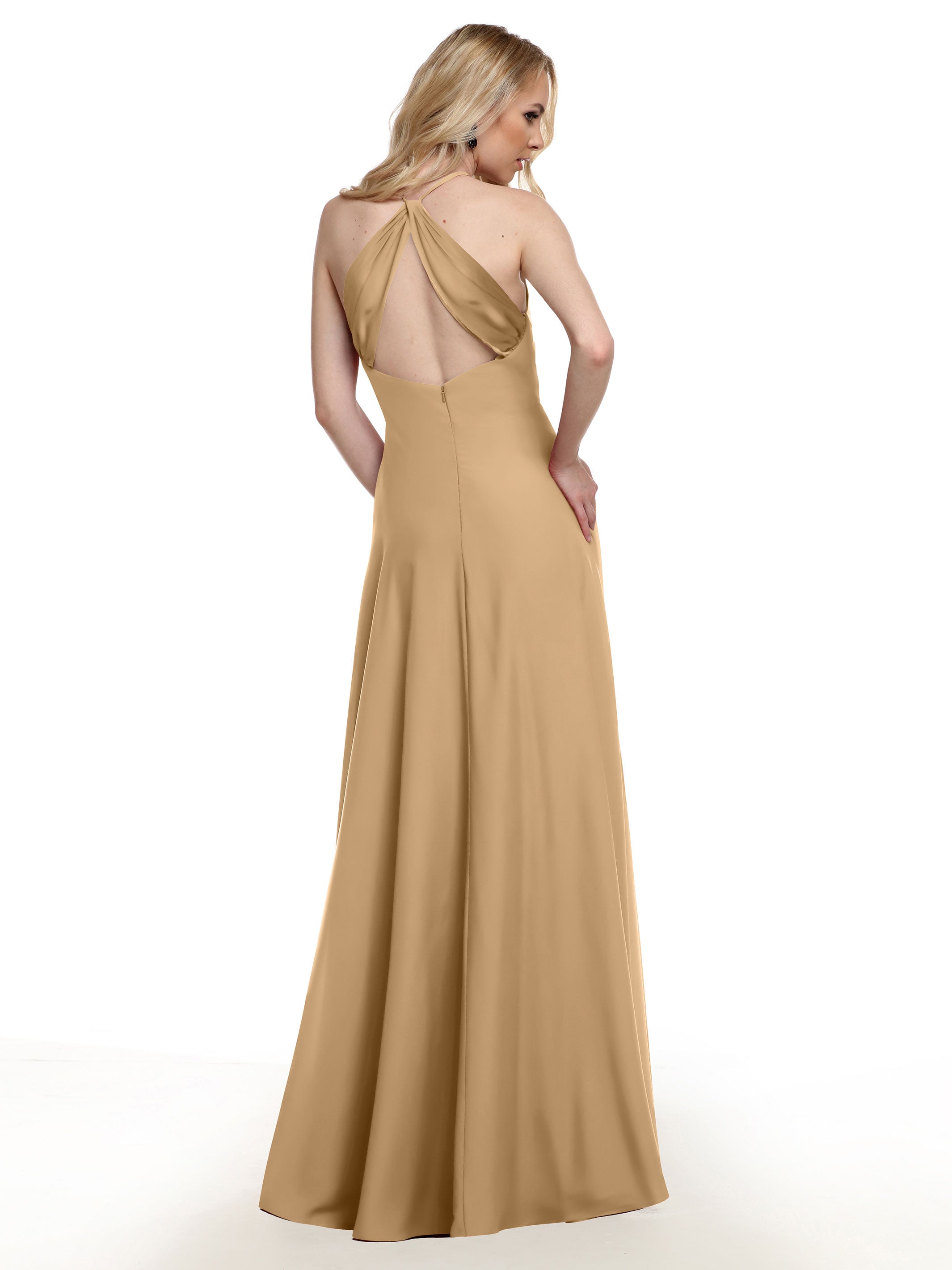 83022 Stretch Chiffon Halter A-Line Bridesmaid Dress with Pockets - Elegant Formal Gown for Weddings, Parties & Special Occasions