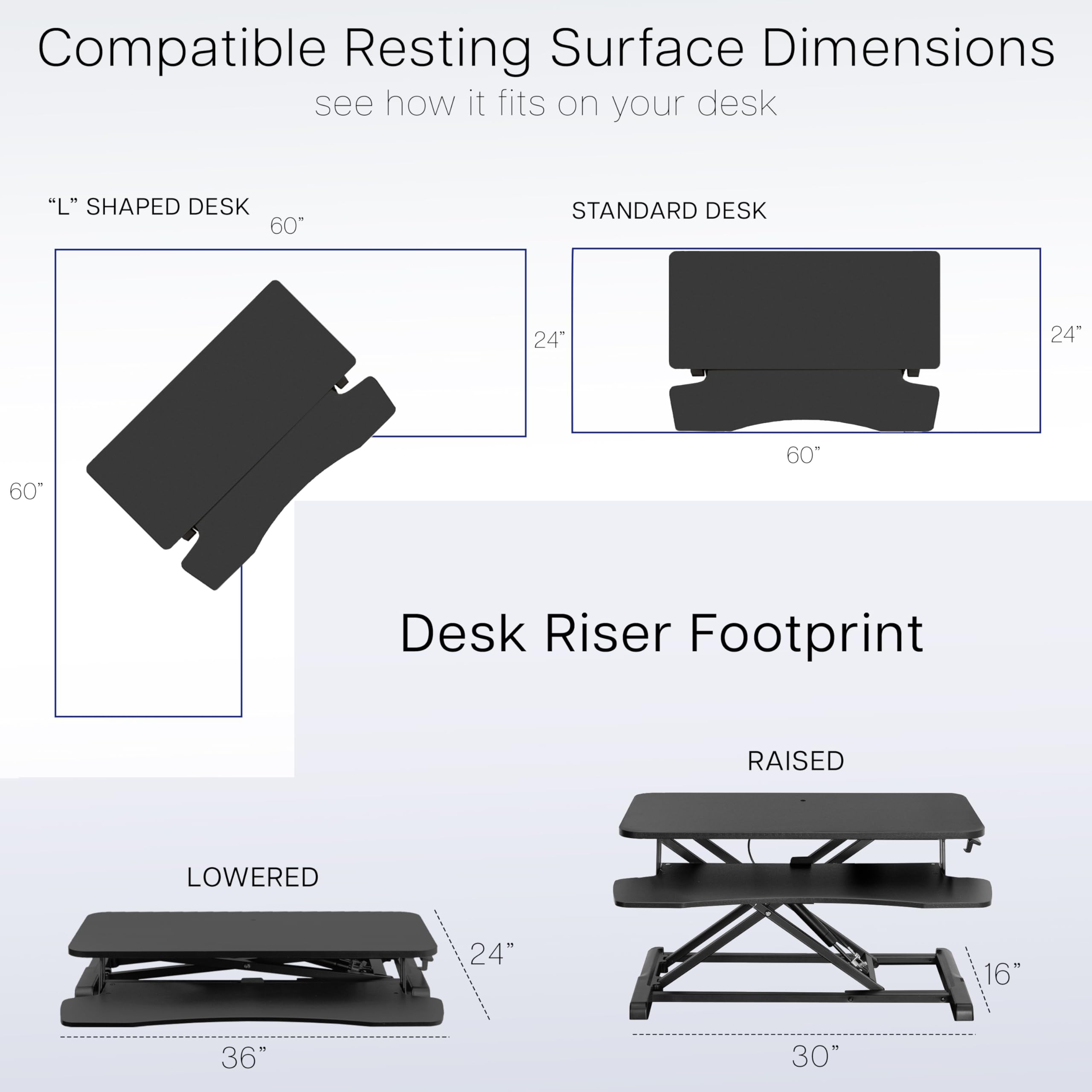 VIVO K Series 36 Inch Height Adjustable Standing Desk Converter - Dual Monitor & Laptop Workstation with Wide Keyboard Tray, Black (DESK-V036KB) - Perfect for Home Office, Gaming Setup & Ergonomic Workspace