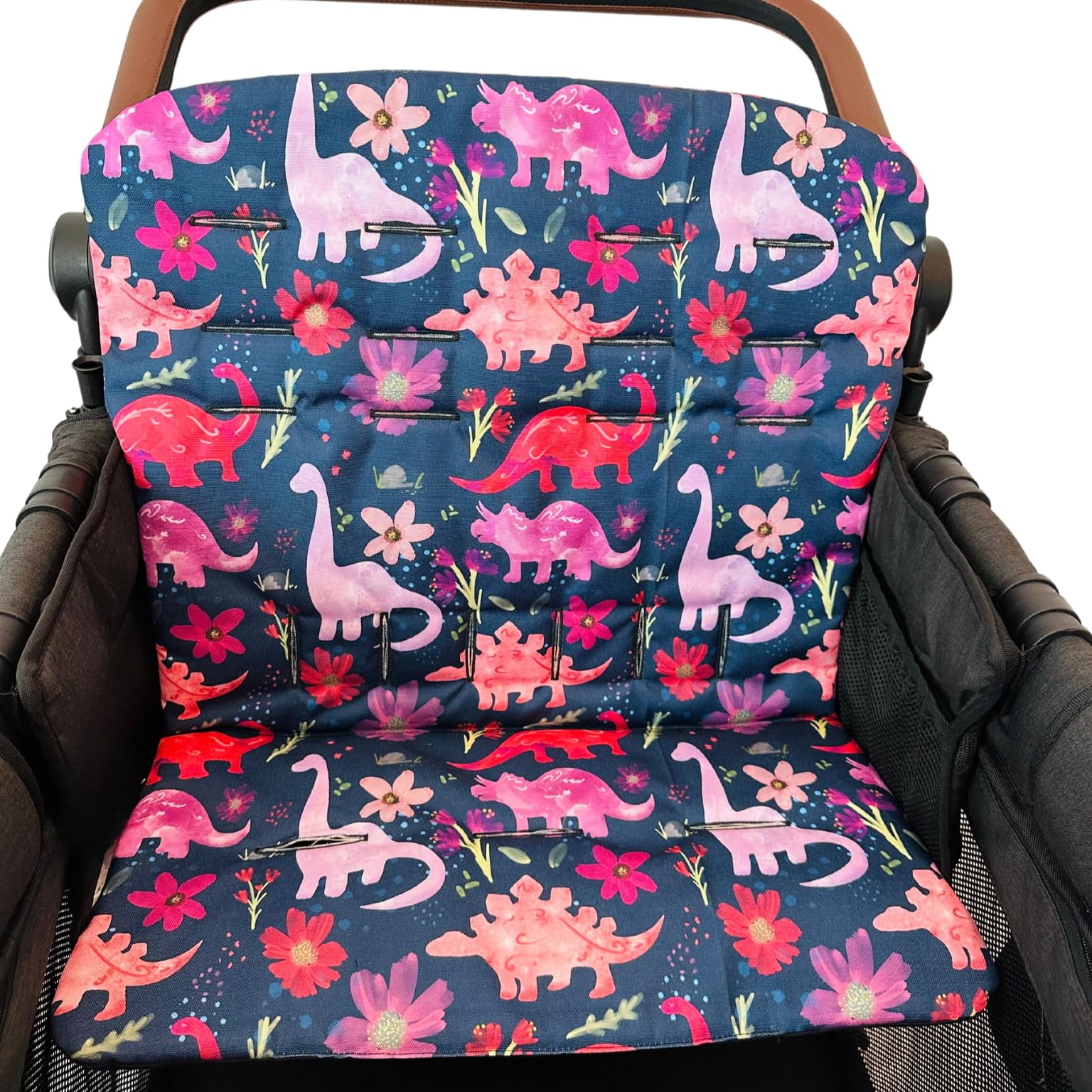 Premium Wagon Stroller Seat Cover - Soft Padded Liner for 4-Seater Strollers | Prevents Messes & Enhances Comfort | Purple Dinosaur Design | Perfect for Outdoor Adventures, Park Visits & Family Outings