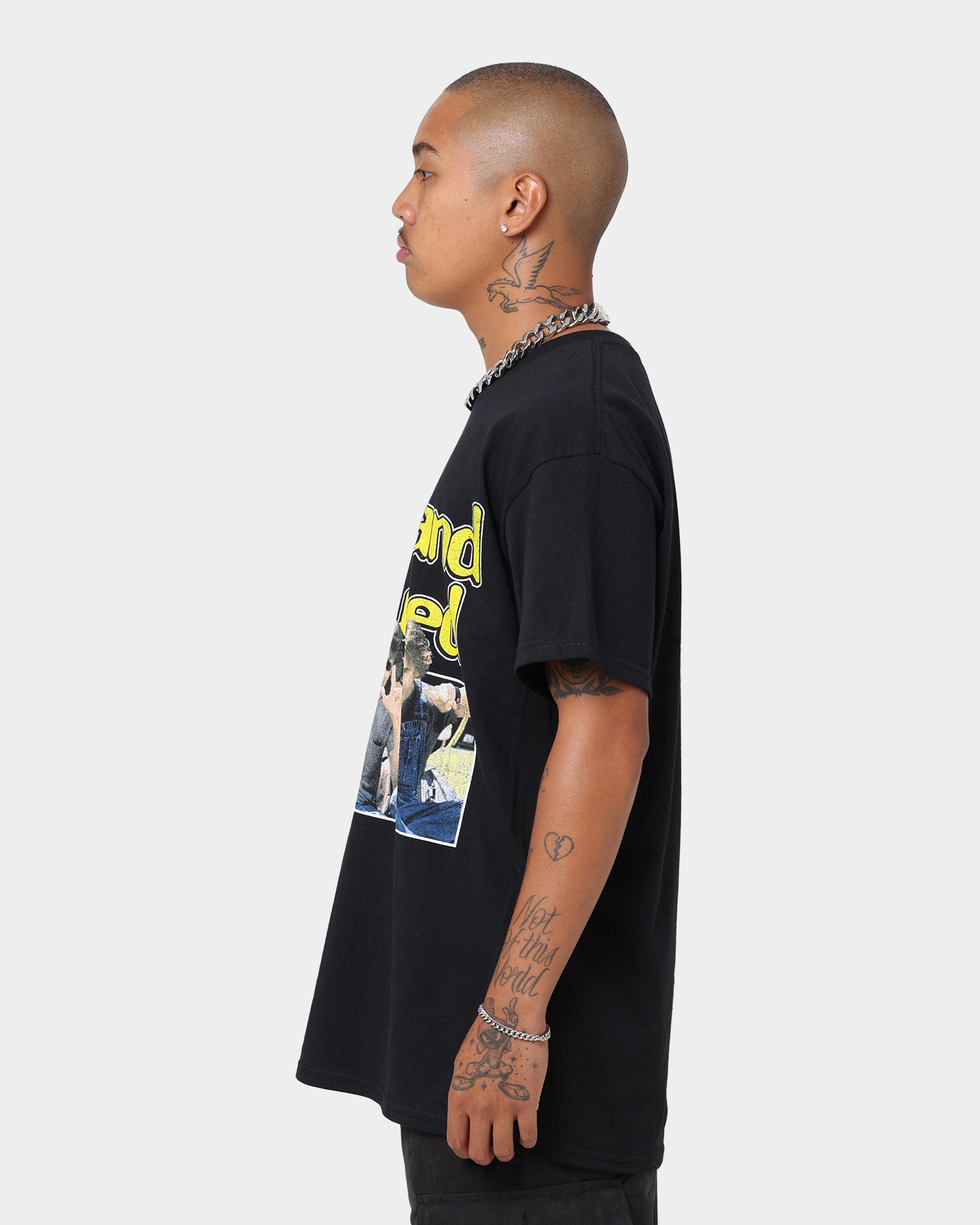 Vintage Washed Black T-Shirt - American Thrift X 420 Dazed And Confused Retro Graphic Tee | Casual Streetwear for Music Festivals & 90s Theme Parties