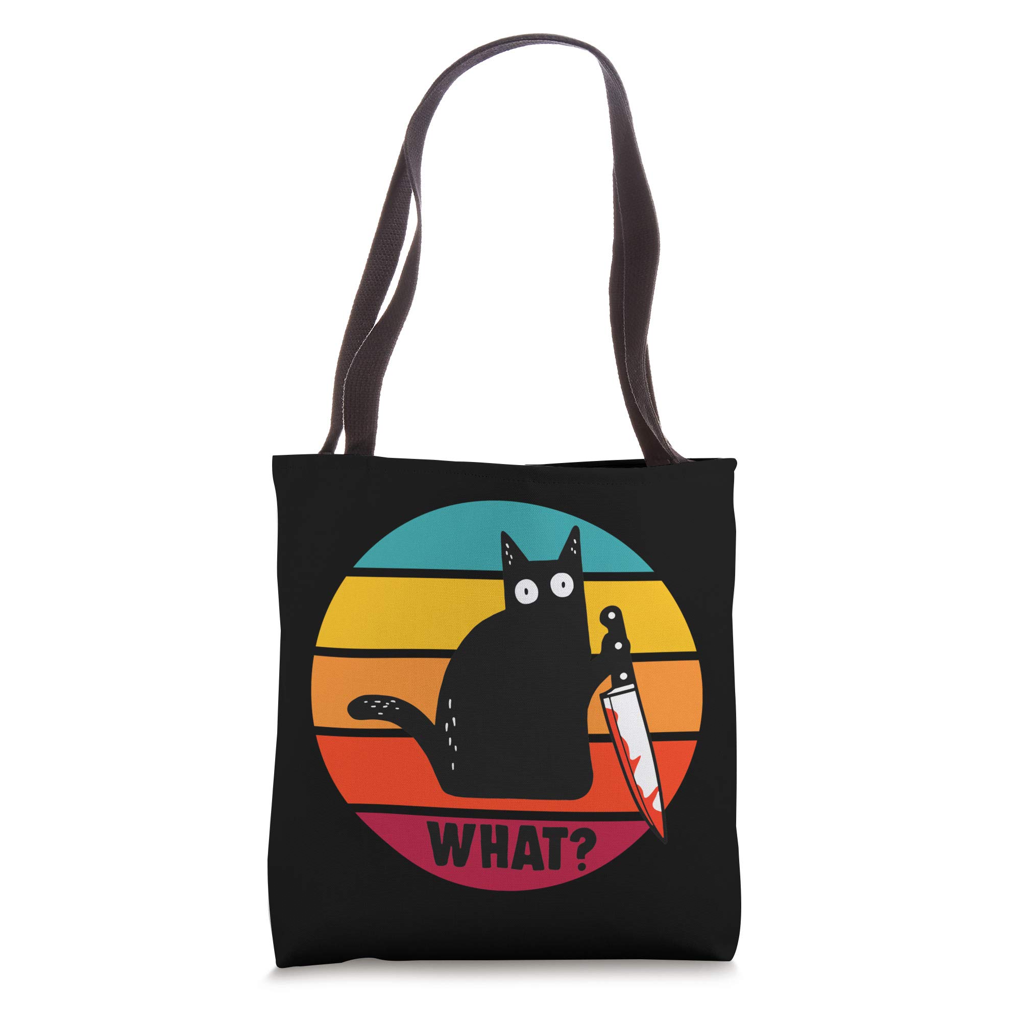 Funny Black Cat Knife Murderous Cat Tote Bag - Cute Gothic Cat Lover Gift for Women & Men - Perfect for Halloween, Cosplay & Daily Use