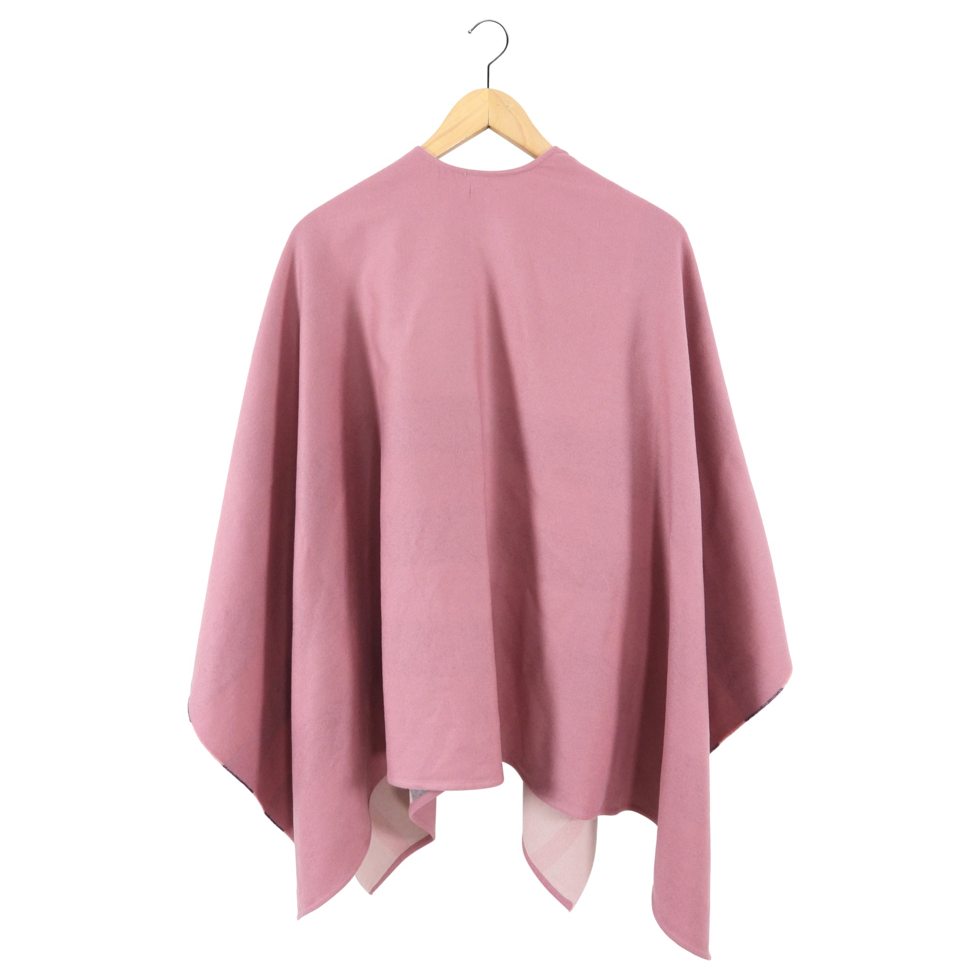 Burberry Pink Check Reversible Wool Wrap Shawl - Luxury Cashmere Blend Scarf for Women, Warm Winter Fashion Accessory - Perfect for Office, Travel & Special Occasions