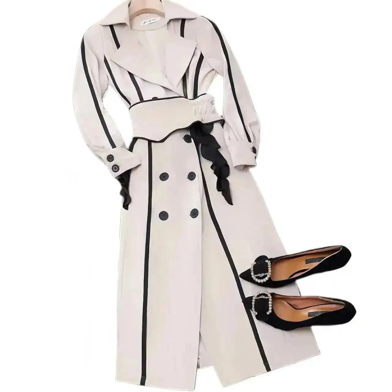 Double Breasted Women's Trench Coat - Classic Waterproof Long Coat for Fall & Winter | Office Wear, Business Casual & Outdoor Fashion