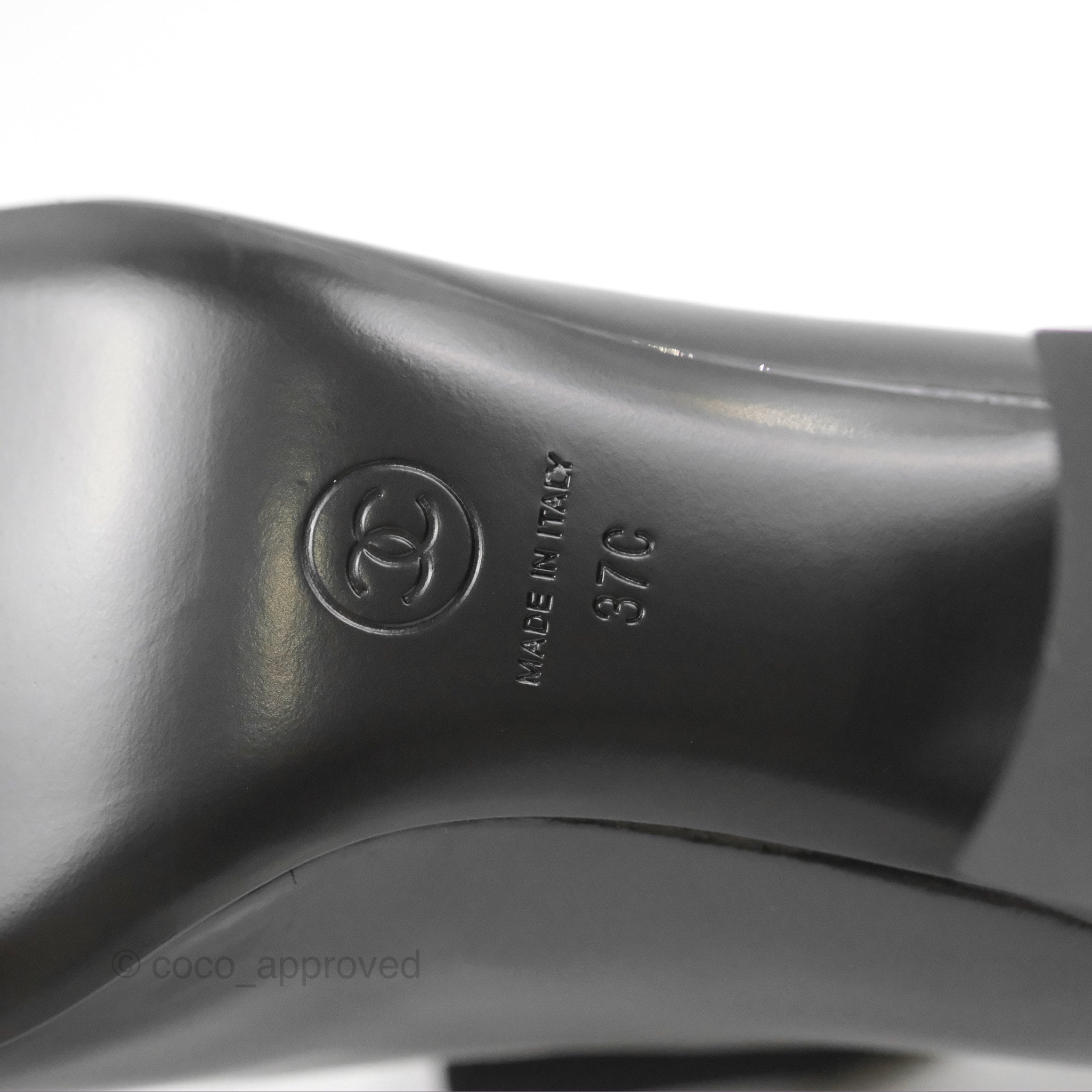 Chanel CC Ribbon Mary Jane Block Heels Black Patent Leather Pumps for Women | 24C Collection | Perfect for Weddings, Parties & Formal Occasions
