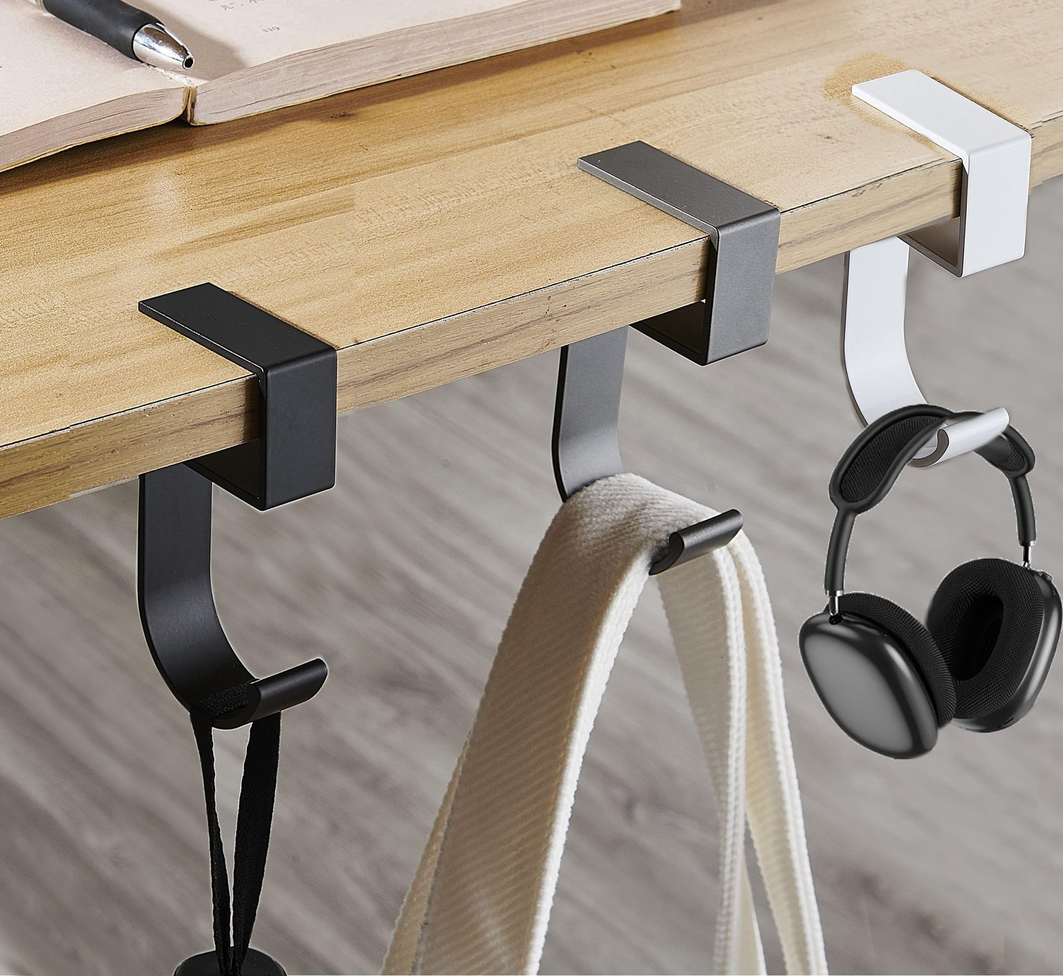 Aluminum Alloy Headphone Stand with Adhesive Hook - Space Saving Desk Organizer for Gaming Headsets, Office Accessories & Student Dorm Decor | Perfect for Hanging Headphones, Bags & Storage Organization