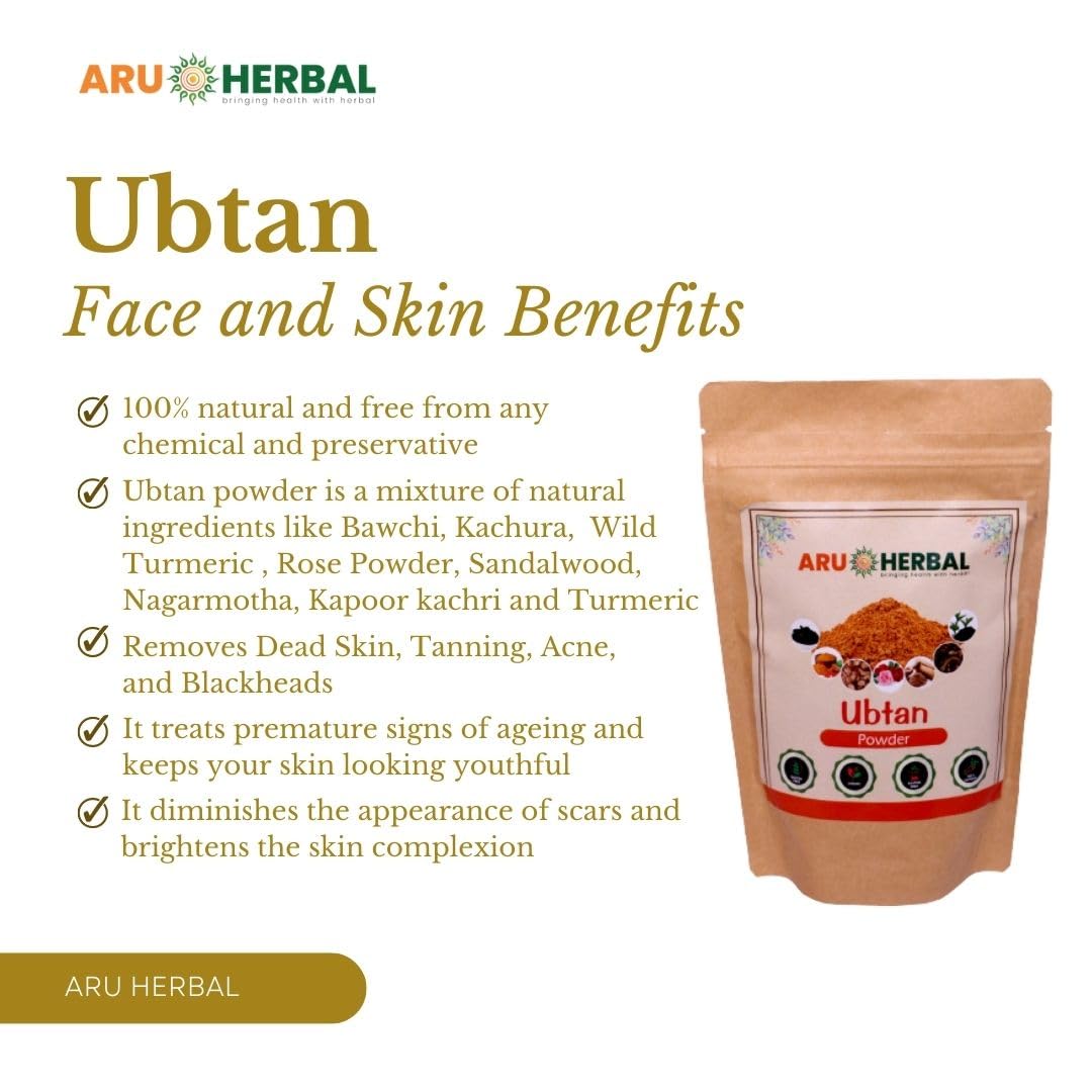 **Aru Herbal Ubtan Pack for Face & Body - Skin Brightening, Tan Removal, Glowing Complexion with Rose Petal Powder | Natural Face Wash, Anti-Aging Mask, Dark Spot Treatment | 350g (175g x 2) | Perfect for Daily Skincare & Bridal Glow Prep**