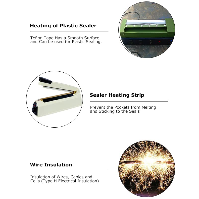 High Temp Teflon Tape 1/2-inch x 33 Feet - Low Friction, Abrasion Resistant Adhesive Tape for Wood, Furniture, Cabinets & Sealers | Perfect for Drawer Protection, Vacuum Sealing & Surface Protection in Home & Workshop