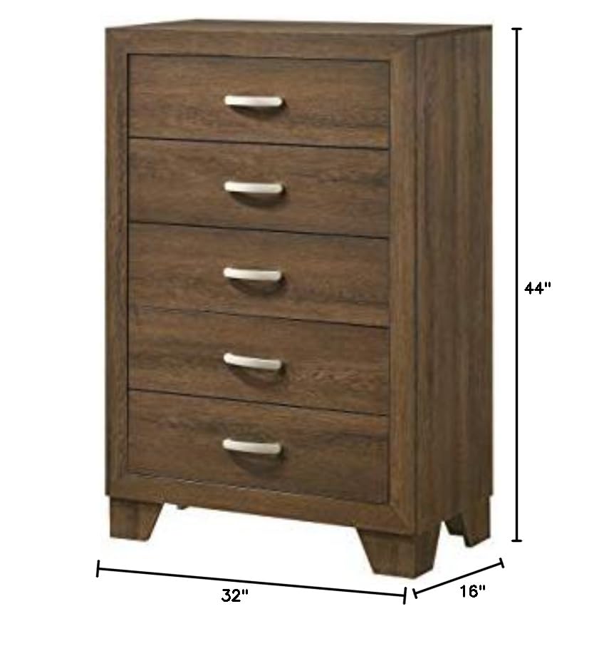 Acme Miquell 5-Drawer Composite Wood Dresser - Solid Oak Finish Bedroom Storage Chest | Perfect for Master Bedroom, Guest Room & Closet Organization