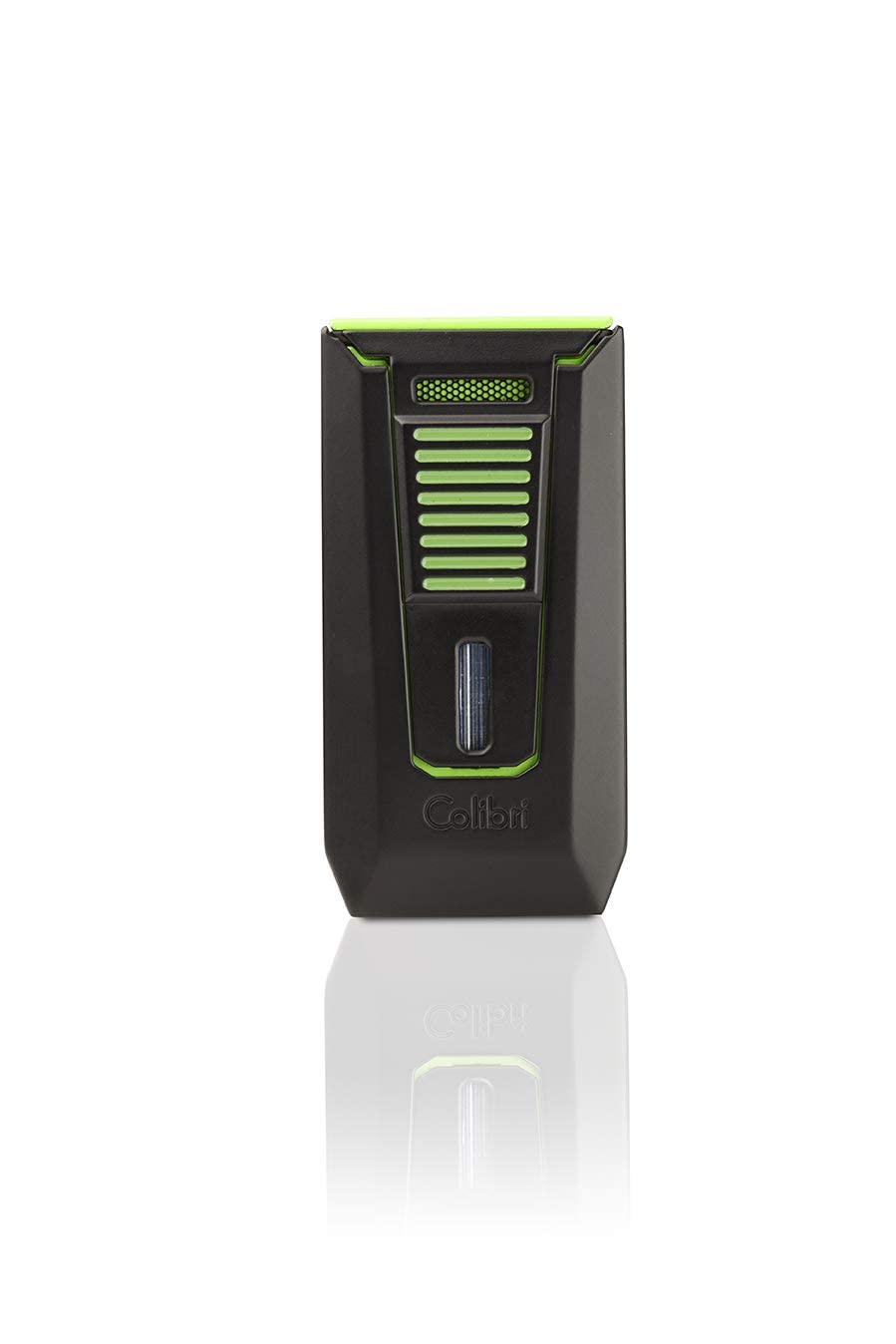 Colibri Slide Double-Jet Butane Lighter - Windproof Refillable Cigar & Cigarette Lighter in Black & Green - Perfect for Outdoor Camping, BBQ & Travel Use