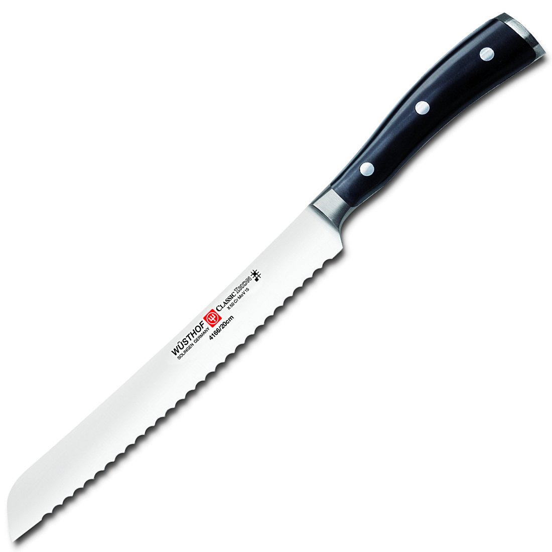 Wusthof Classic IKON Bread Knife - 8-Inch Stainless Steel Blade - Black Handle - Perfect for Slicing Bread, Baguettes & Pastries - Ideal for Home Kitchens & Professional Bakers
