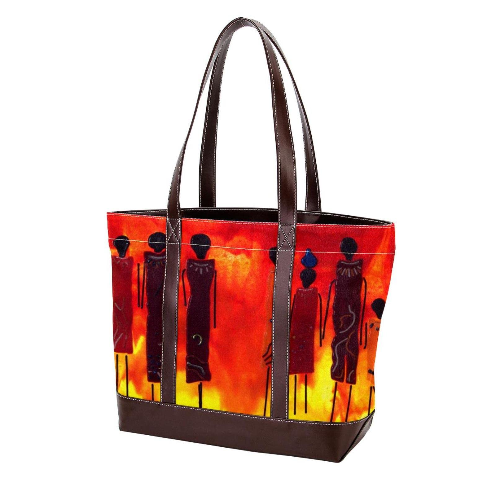 Stylish Gold Pattern Large Tote Bags for Women - Premium Leather & Canvas Shoulder Bags, Top Handle Satchel Purses - Perfect for Work, Travel & Shopping