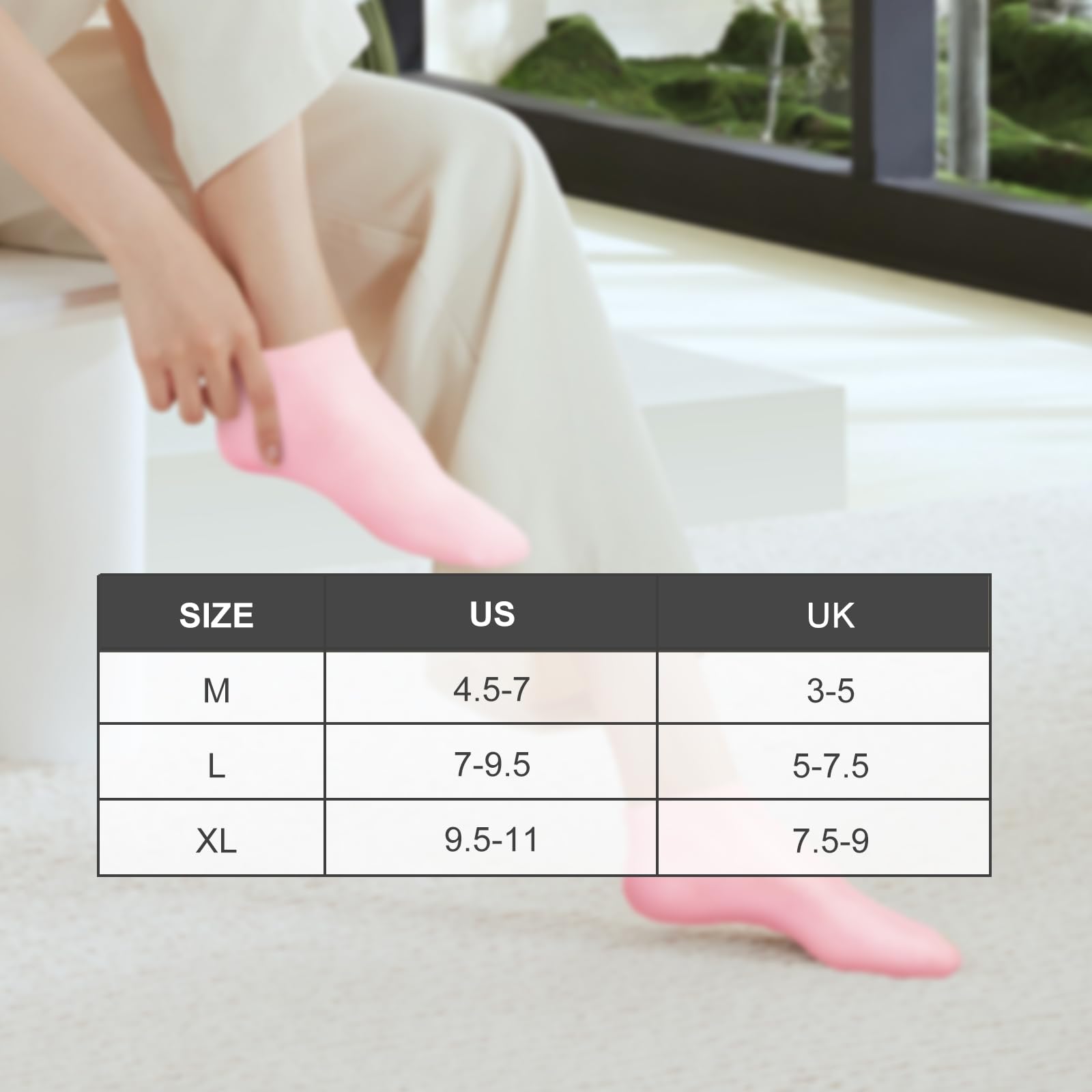 NOVAYARDTM Silicone Moisturizing Socks for Dry Cracked Feet - Anti-Slip Gel Foot Care Socks (3 Pairs: Pink, Nude & White, XL) - Perfect for Overnight Foot Treatment, Pedicure & Cracked Heel Recovery