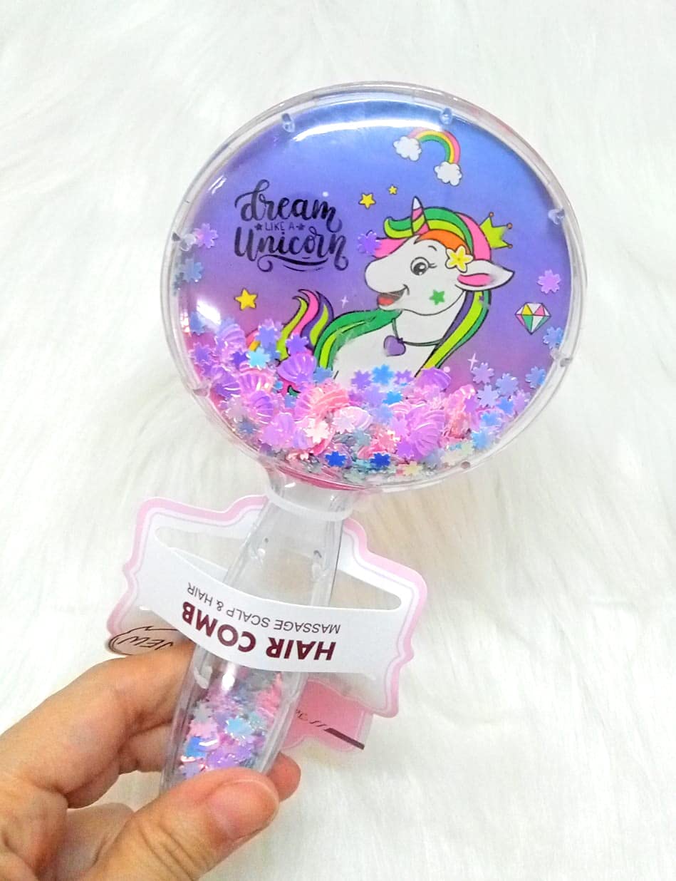 TERA 13 Unicorn Hair Brush for Girls - Kids Hair Comb with Handle, Perfect for Birthday Gifts, Return Gifts & Kanjak Pooja (1 Piece) - Cute Comb for School, Travel & Daily Hair Care