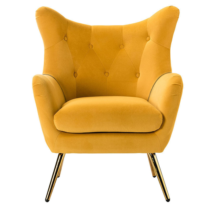 Luxury Isabelle Wingback Velvet Upholstered Armchair - High Back Accent Chair with Sturdy Metal Legs for Living Room, Bedroom & Office Decor