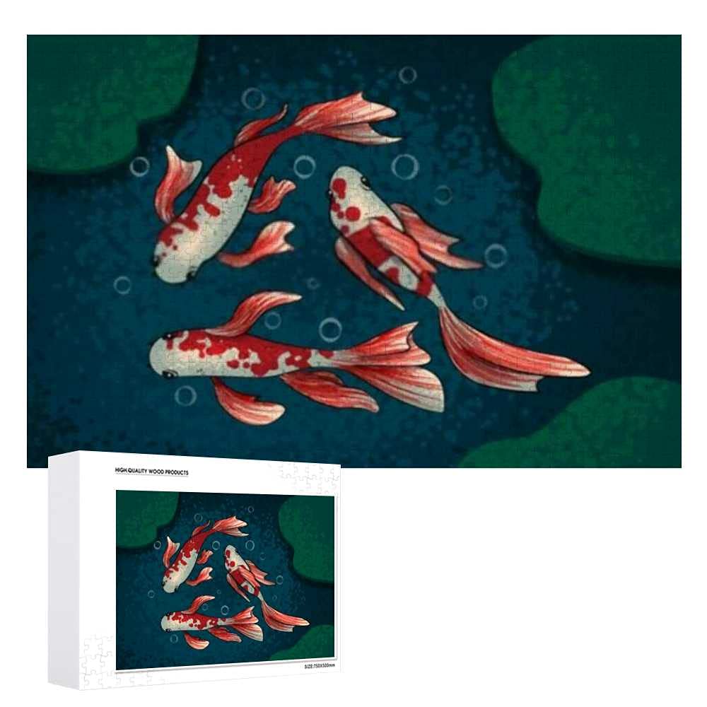 500-Piece Asian Koi Fish Jigsaw Puzzle for Adults, Teens & Kids - Creative Gift, Family Game Night Activity - Multiple Sizes Available for Home Decor & Relaxation