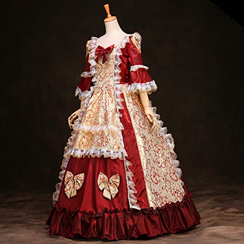 Elegant Victorian Ball Gown for Women - Long Sleeve Rococo Masquerade Party Dress | Perfect for Costume Parties, Renaissance Fairs & Historical Reenactments