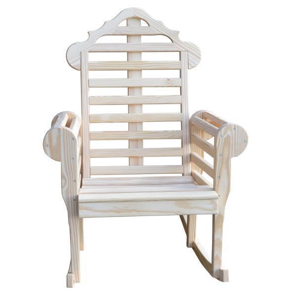 A & L Furniture Yellow Pine Marlboro Porch Rocker - Comfortable Wooden Rocking Chair for Outdoor Patio, Garden, and Front Porch Relaxation