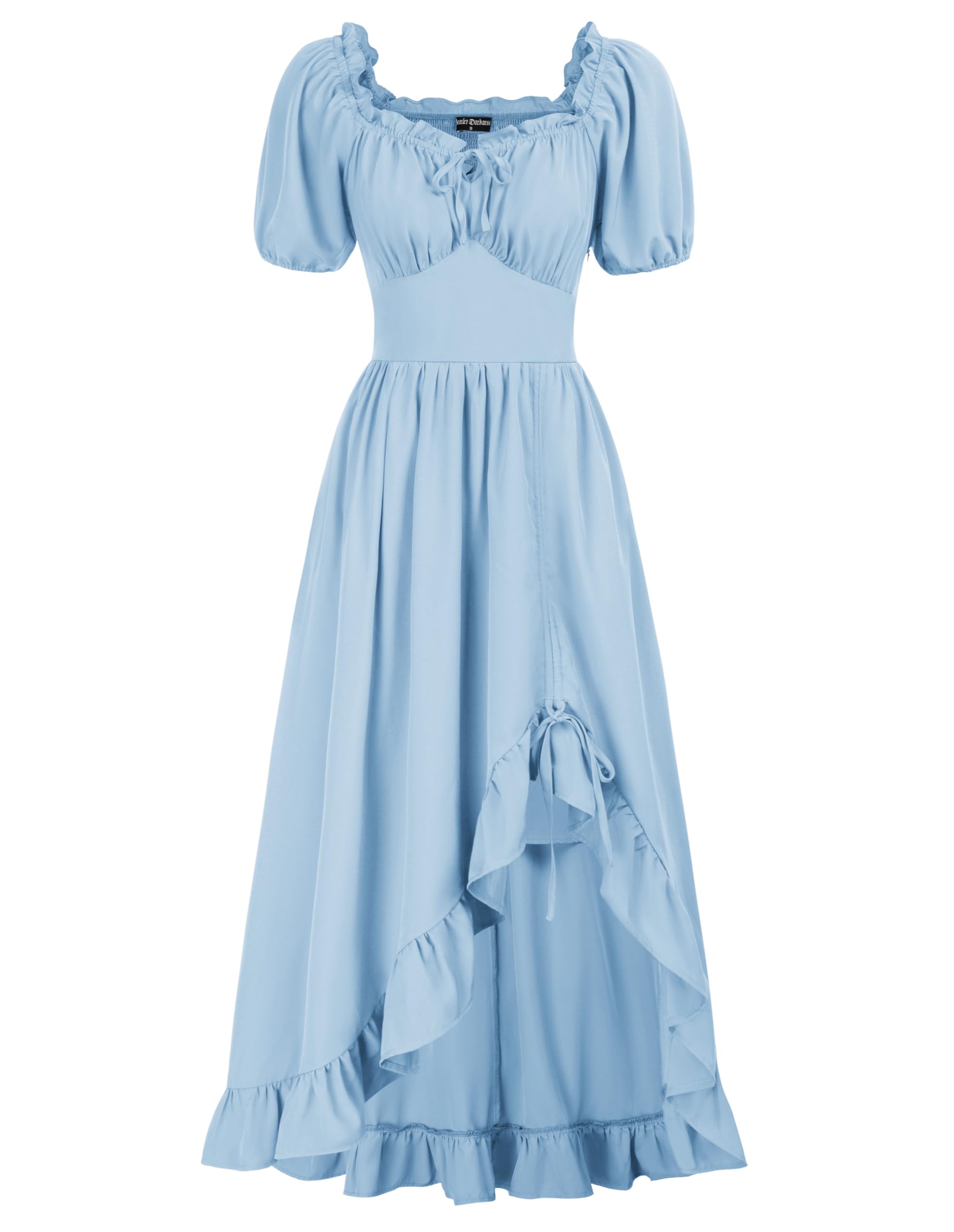 Scarlet Darkness Renaissance Dress for Women - Vintage Cottagecore Corset Maxi Dress with Ruffles & Pockets | Perfect for Renaissance Fairs, LARP Events & Gothic Weddings