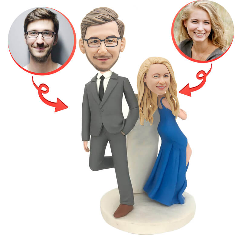 Custom Couple Bobbleheads - Personalized Figurine Gift for Anniversaries, Weddings & Couples - Unique Home Decor & Office Desk Accessory