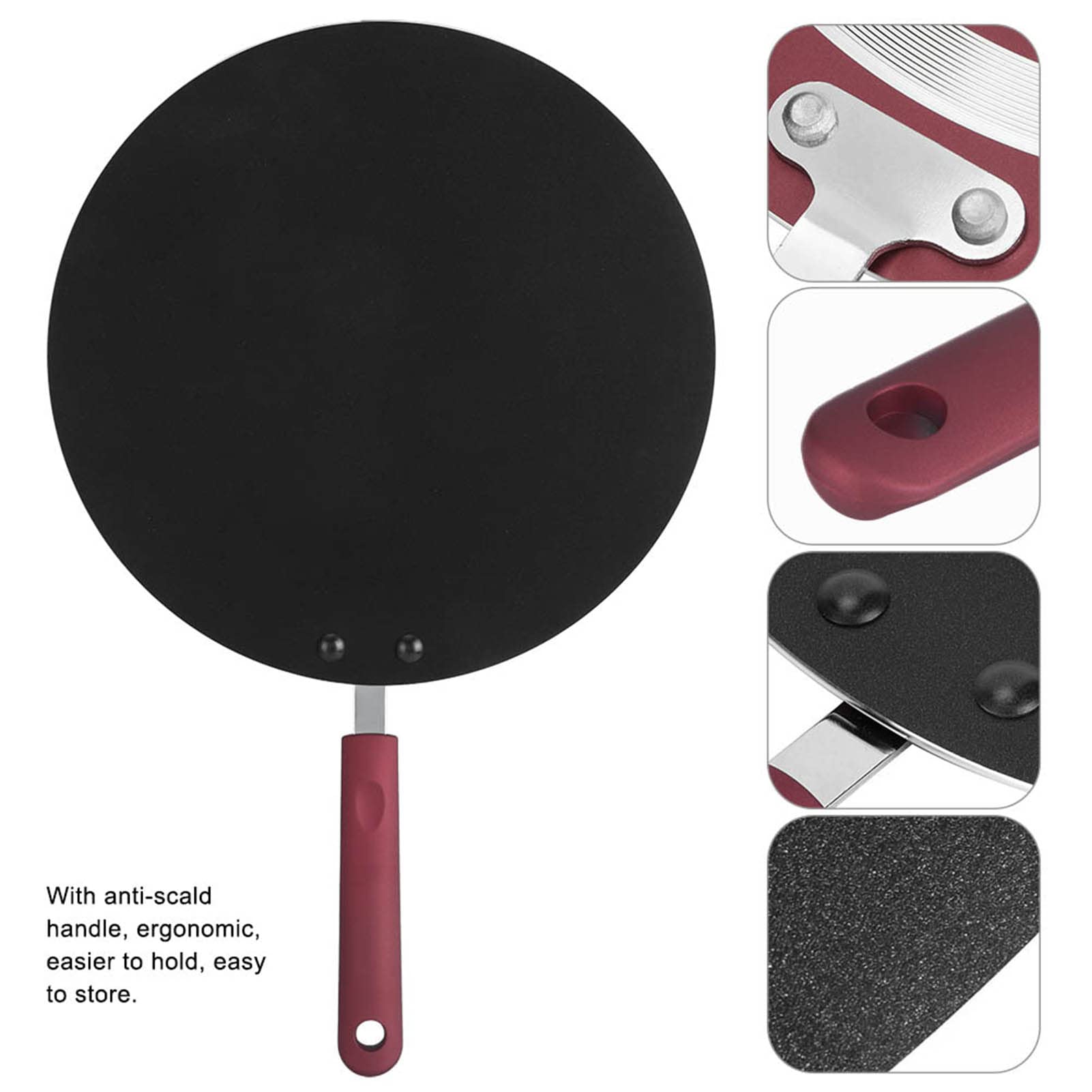 Non-Stick Portable Crepe Maker Pan with Spreader - Mini Pancake Griddle for Home Cooking, Breakfast & Desserts - Perfect for Crepe Lovers, Camping & Quick Meals