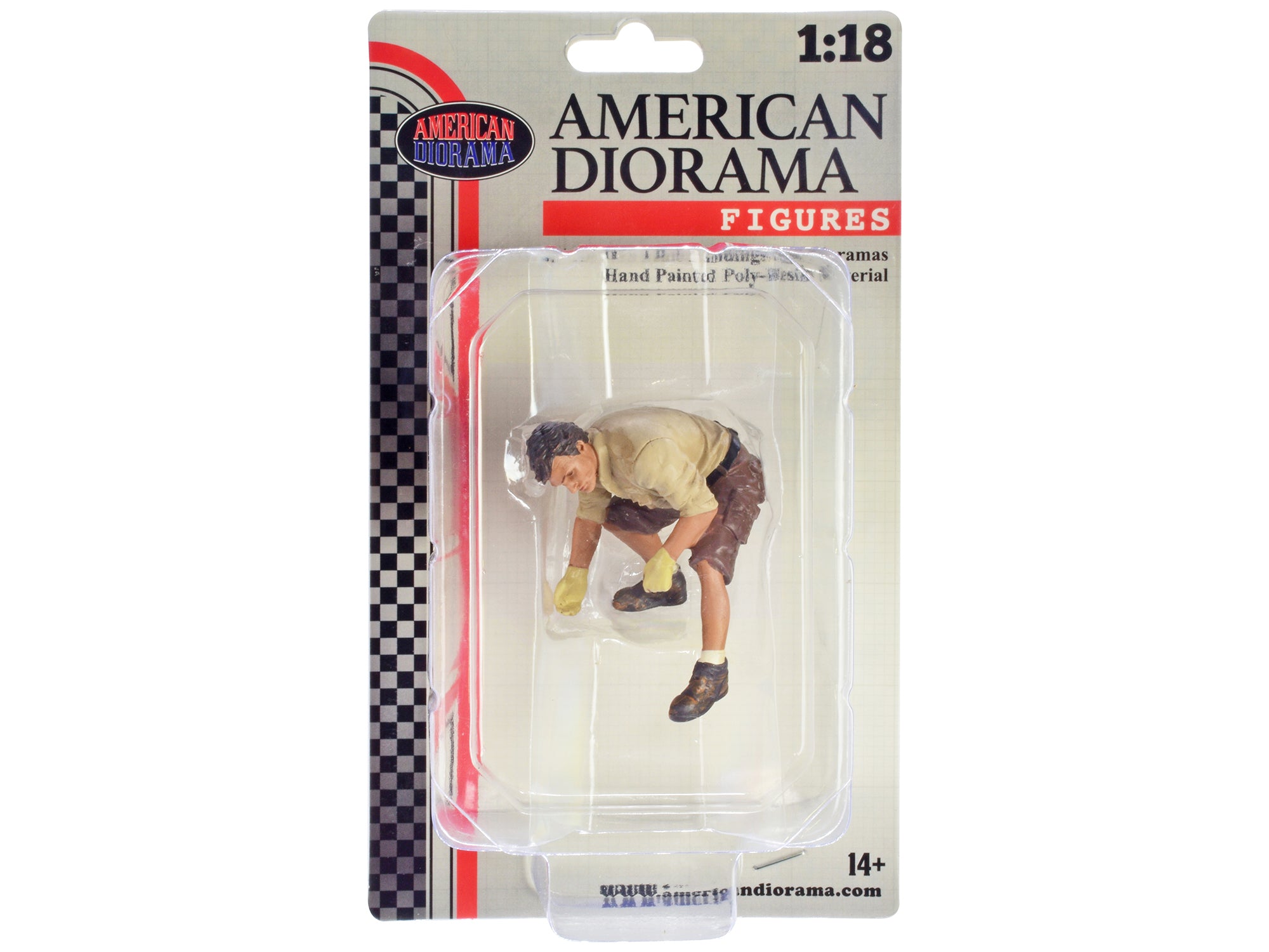 1/18 Scale 4X4 Mechanic Figure 2 with Board Accessory - American Diorama Model Car Accessory for Off-Road Diorama & RC Crawler Scenes