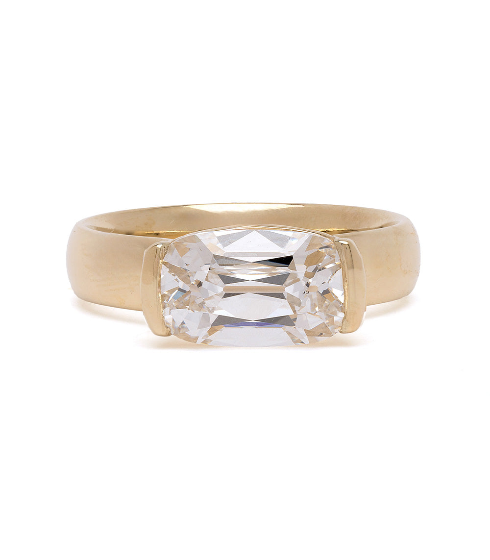 Bardot Half Bezel Engagement Ring - 14K Gold Solitaire Diamond Ring for Women, Elegant Wedding Band, Perfect Proposal Gift for Her | Ideal for Anniversaries, Valentine's Day & Special Occasions