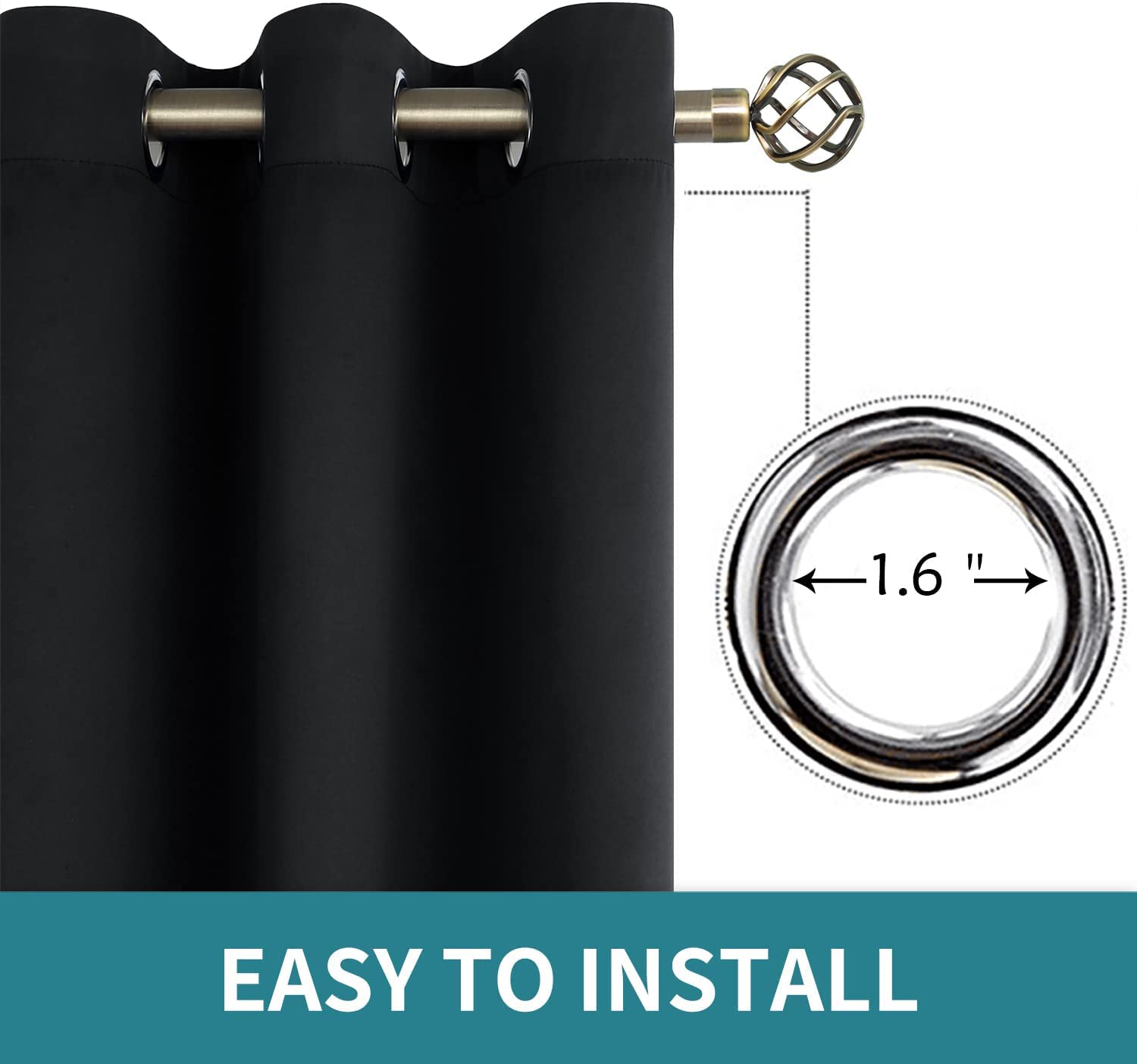 BGment Blackout Curtains 84 Inch Length - Room Darkening Window Curtains for Bedroom, Living Room, Bathroom - 52x84 Inch, 1 Panel, Black - Perfect for Privacy, Light Blocking & Room Dividers