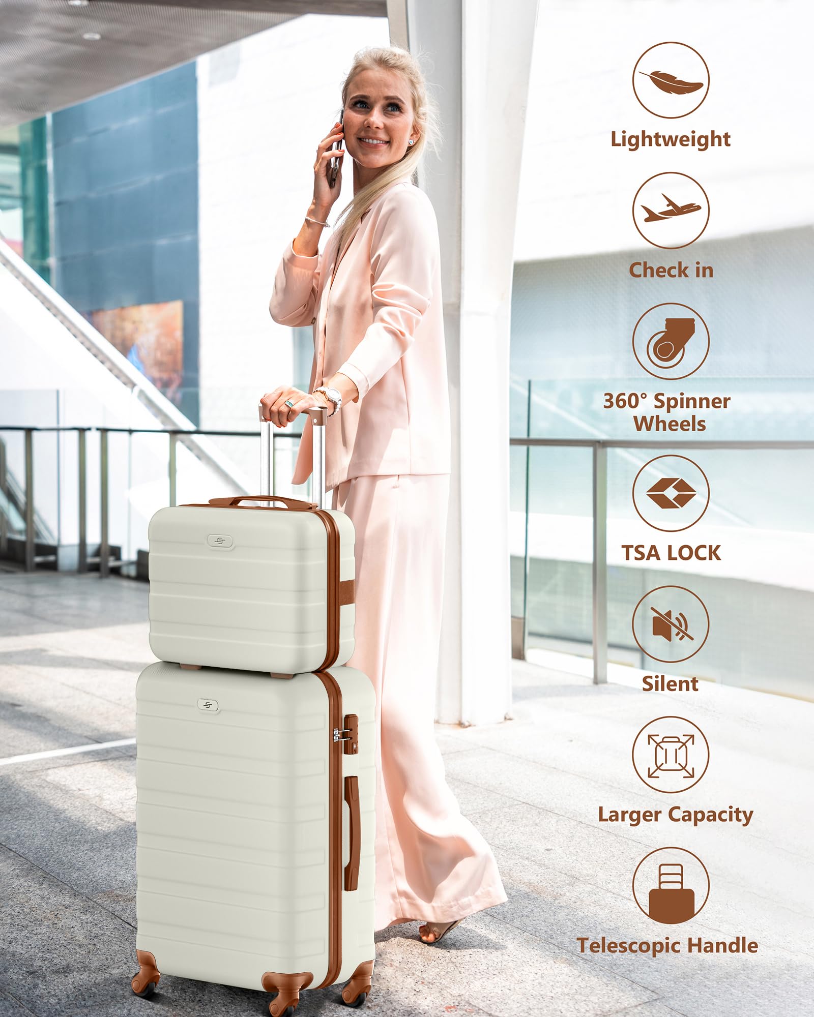 Suitour 6-Piece Lightweight Hardshell Luggage Set with 360° Spinner Wheels - Perfect for Family Travel, Business Trips & Vacation Packing