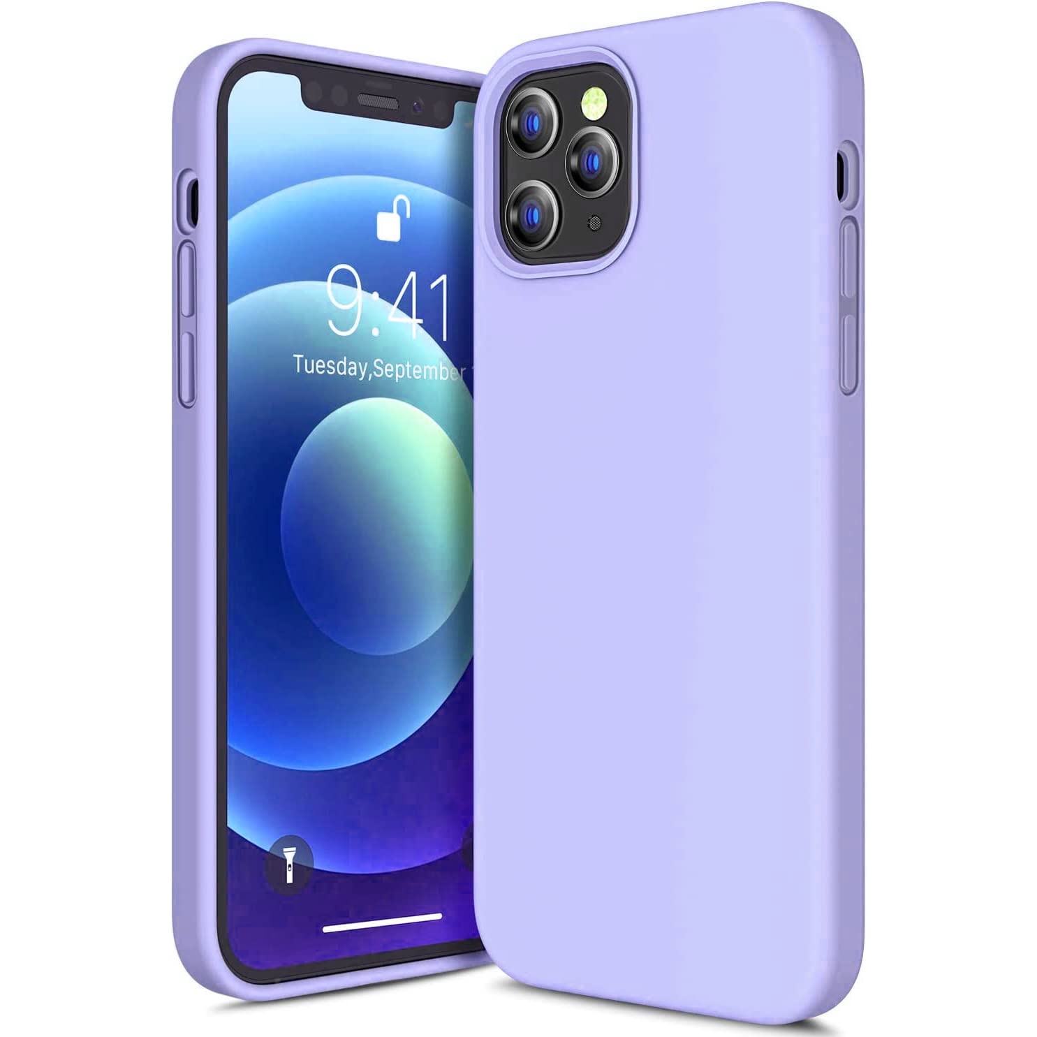 CANSHN iPhone 12 Case - Liquid Silicone Shockproof Cover for Daily Protection (Clove Purple)