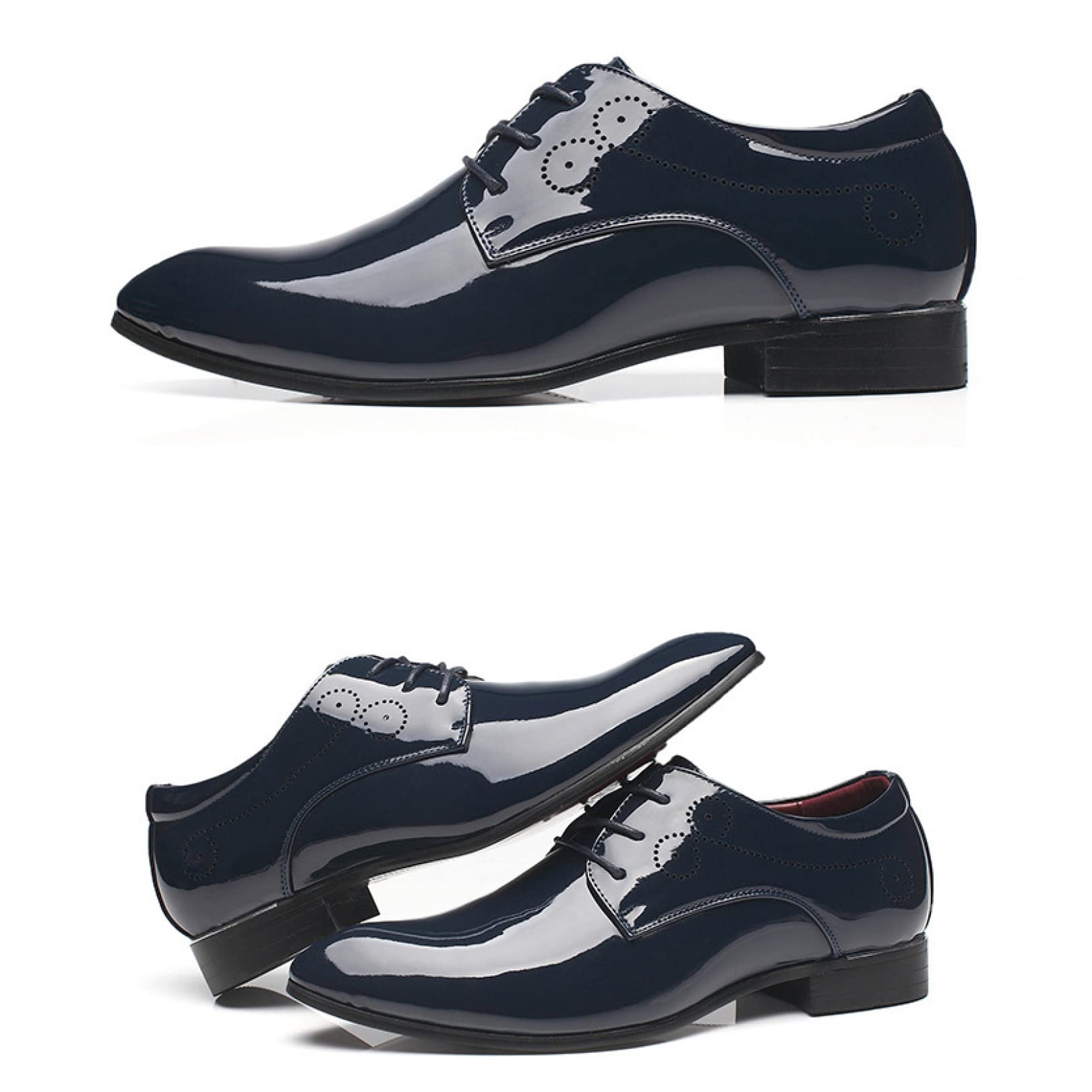 Men's Fashion Patent Leather Wedding Shoes - Pointed Toe Dress Oxfords for Formal Events, Parties & Prom - Comfortable Elegant Wedding Attire Shoes for Groom, Bridegroom & Special Occasions