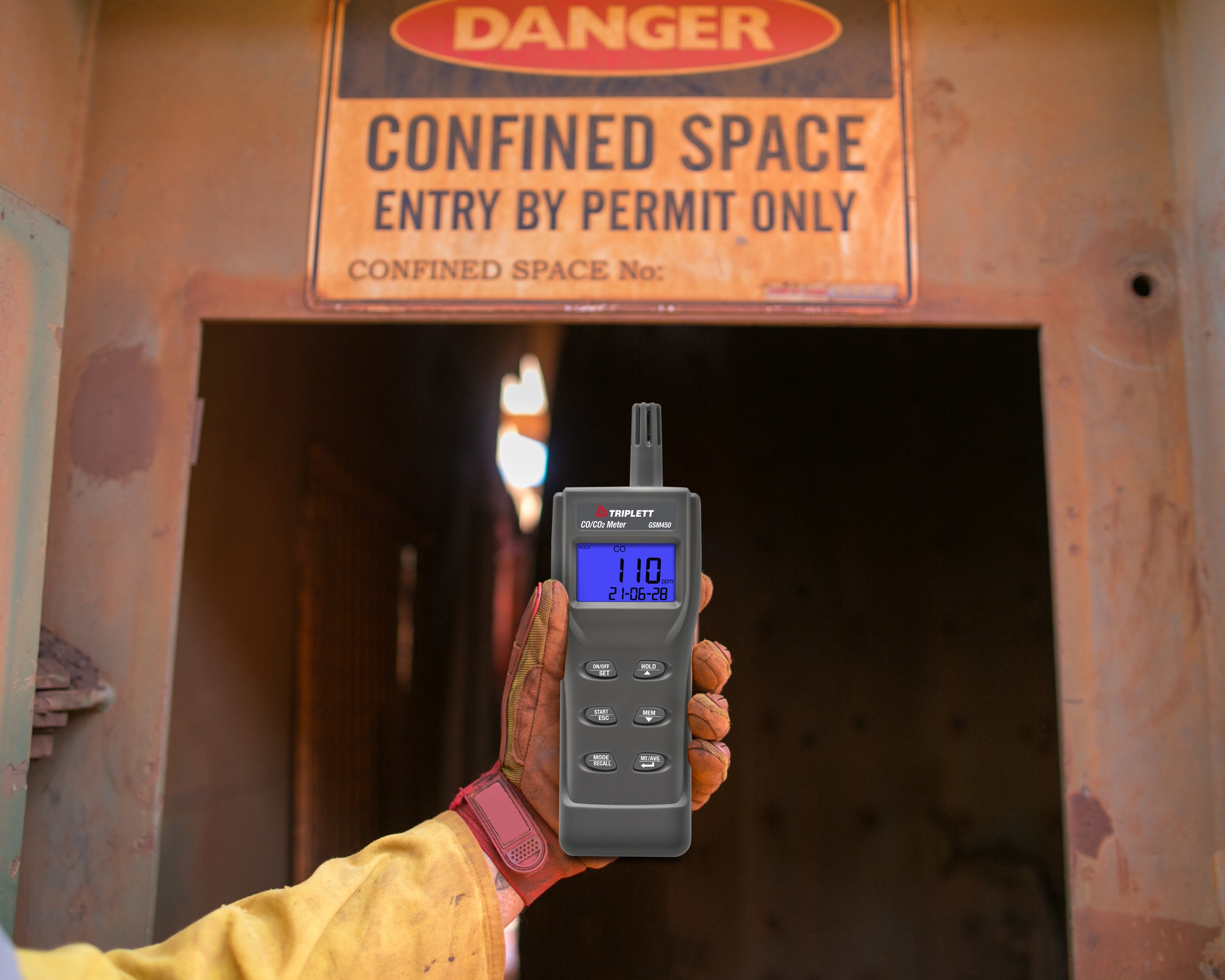 GSM450 Carbon Monoxide & Carbon Dioxide Detector - Portable IAQ Air Quality Monitor with Data Logging for Home, Office & Industrial Safety
