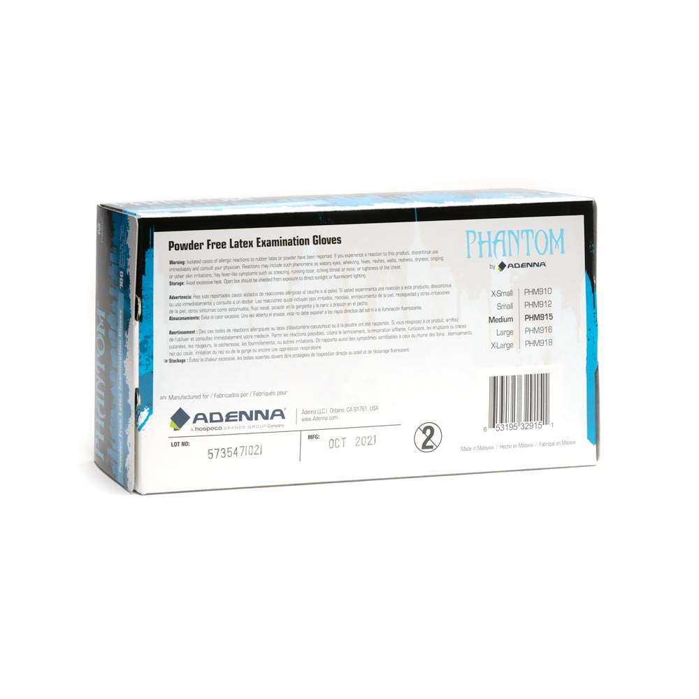 Adenna Phantom Black Latex Exam Gloves - Powder Free, Disposable, Medical Grade for Healthcare, Food Service & Cleaning - 100 Count Box