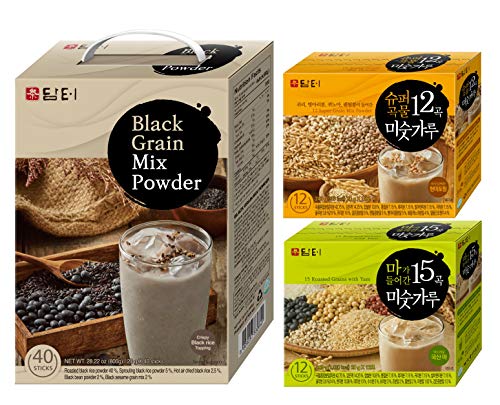 Premium Korean Black Grain Mix Powder (40 Sticks) + Super Grain Mix (12 Sticks) + Multi Grain Mix (12 Sticks) - Healthy Breakfast & Snack for Weight Management & Digestion - Perfect for Busy Professionals & Health-Conscious Families
