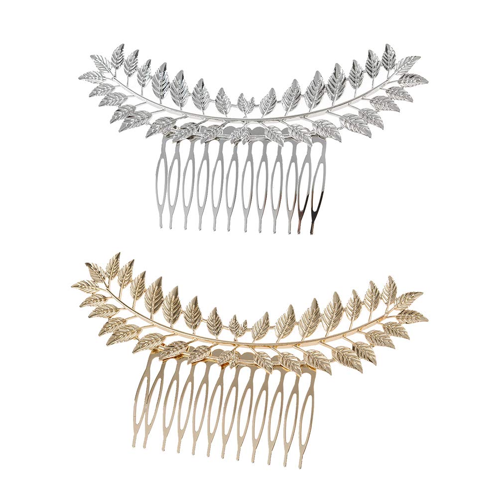 2PCS Hollow Out Leaf Hair Combs - Elegant Leaves Hairpins, Bridal Flower Headpiece & Hair Barrettes for Women - Fashionable Small Alloy Leaf Hair Clips for Side Styling - Perfect for Weddings, Parties & Everyday Wear