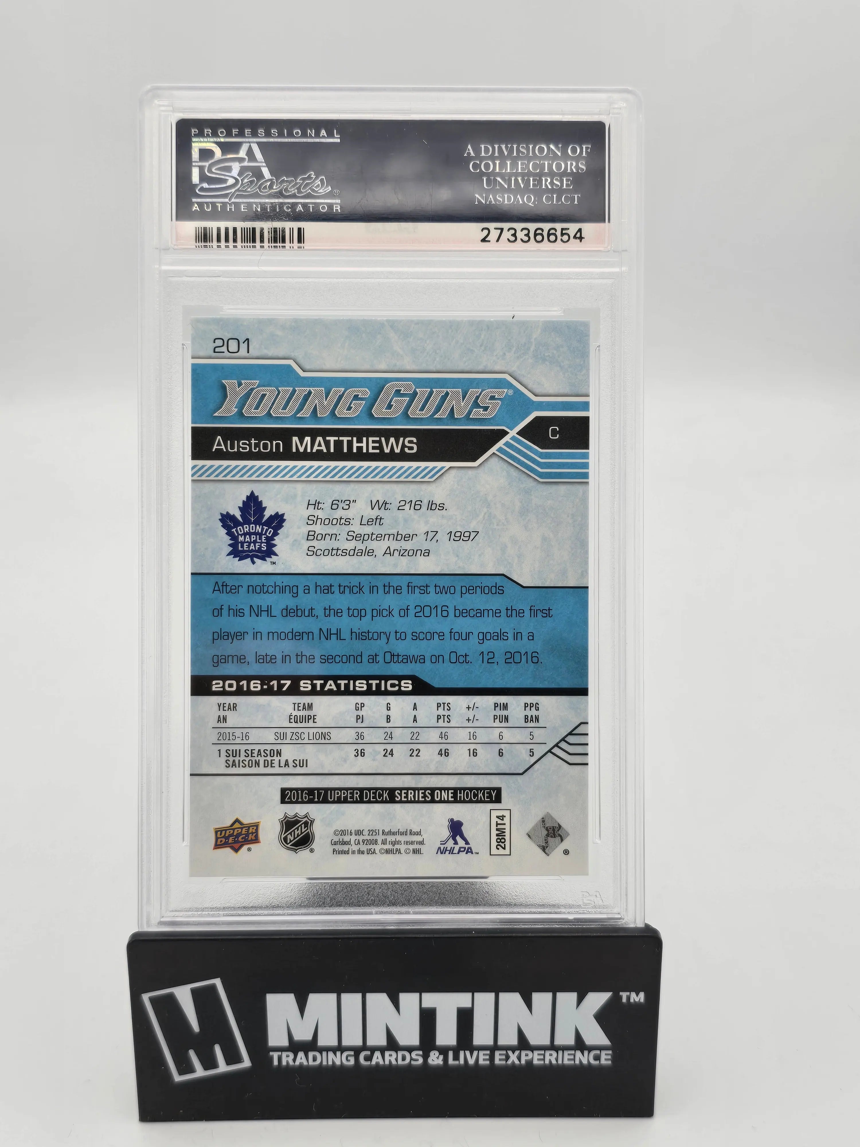 2016-17 Upper Deck Series One Auston Matthews Young Guns Rookie Card PSA 10 Gem Mint - Perfect for Hockey Collectors & Sports Memorabilia Enthusiasts