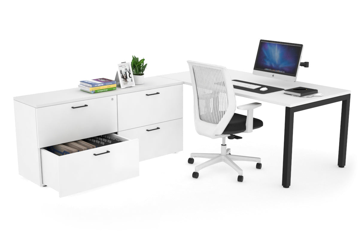 Quadro Square Executive Black Frame Office Desk [1800L x 700W] - Modern Workspace Solution for Home & Business Offices