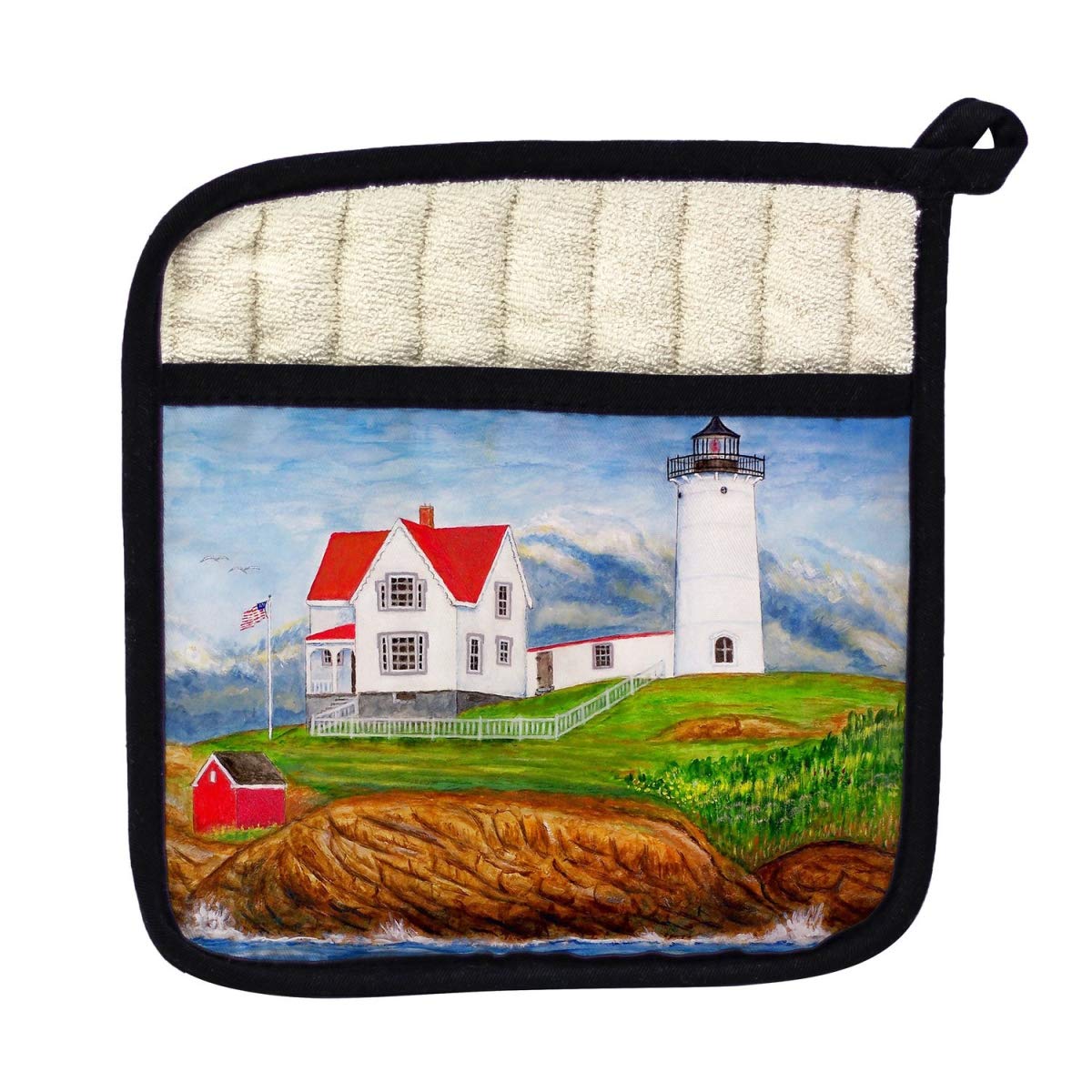 Betsy Drake PT725 Nubble Lighthouse Pot Holder - Heat Resistant Kitchen Oven Mitt for Cooking, Baking, and Grilling - Perfect for Home, Camping, and BBQ Use