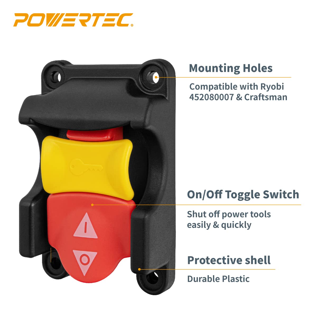 POWERTEC Table Saw Switch 120V/230V for Ryobi & Craftsman - Power Tool Safety Switch for Woodworking
