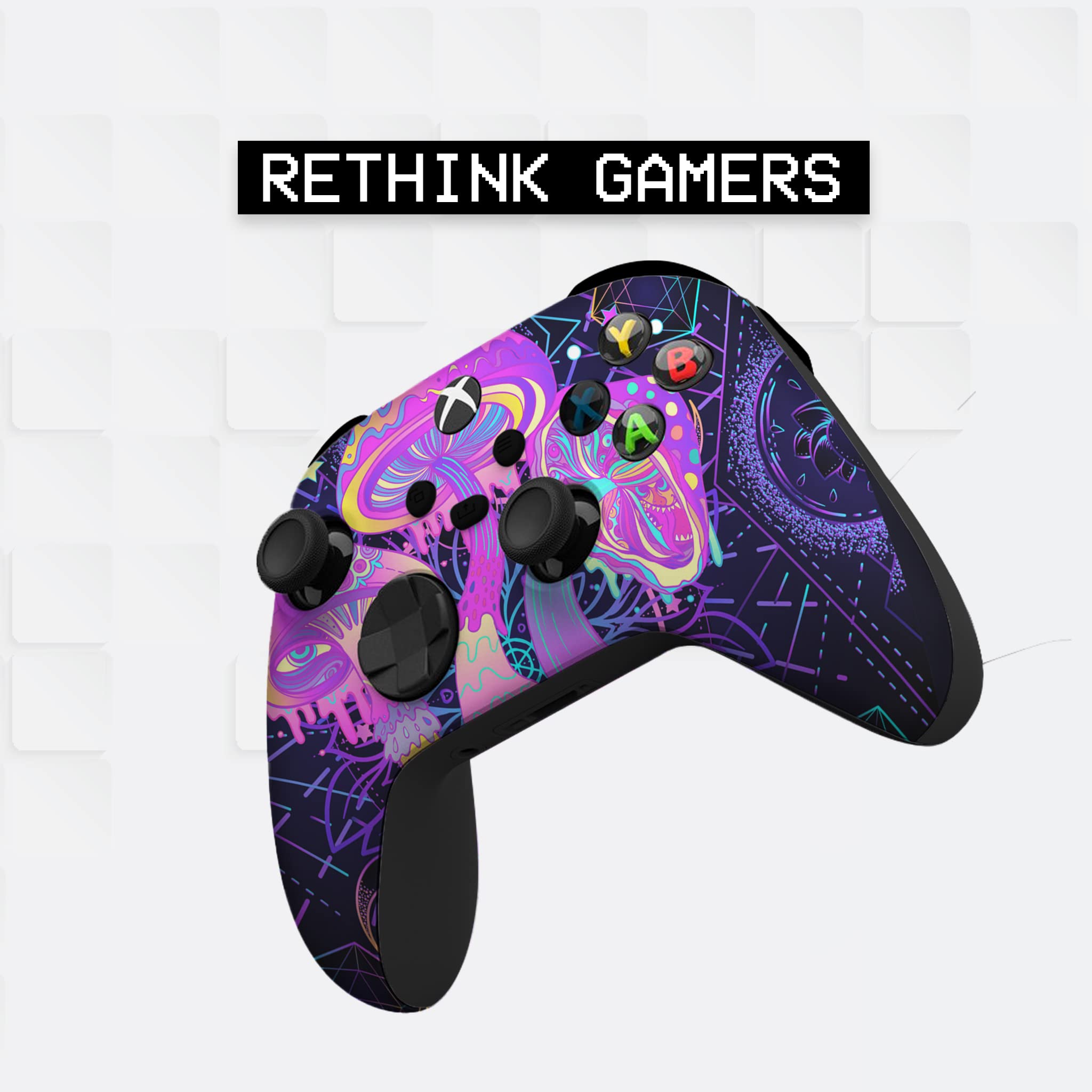 Custom Psychedelic Mushroom Wireless Xbox Controller - Compatible with Xbox One, Series X & S - Water Transfer Printed Design (Not a Skin) - Perfect for Gaming Enthusiasts & Collectors