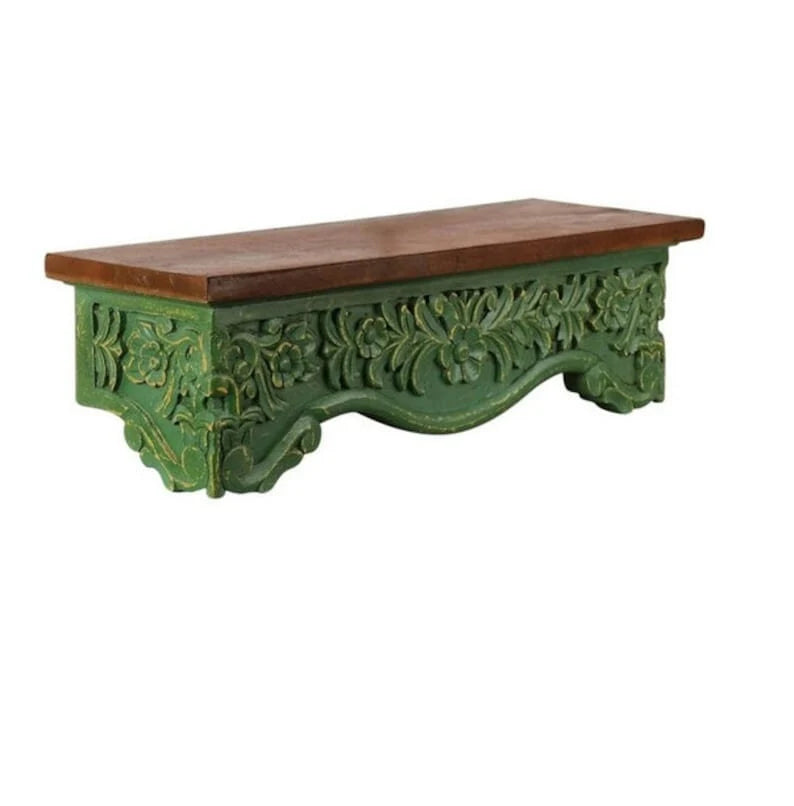 Hand Carved Mango Wood Floating Shelf - Natural Wood Wall Decor for Living Room, Bedroom, Office - Rustic Home Storage & Display Shelf for Books, Plants, Photos
