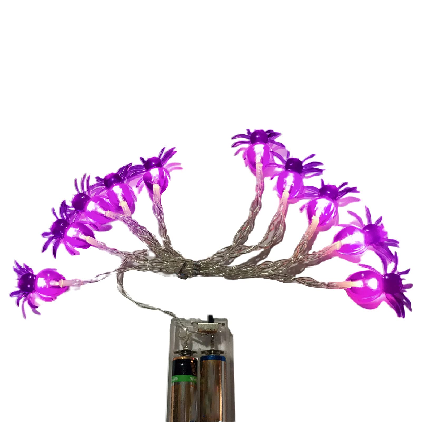 Adonpshy Halloween Lights - Battery Powered Spooky Purple LED Spider Fairy Lights for Outdoor Decor, Indoor Party, Home, Garden, and Haunted House Halloween Decorations