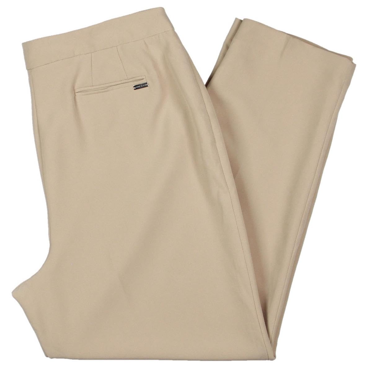 Anne Klein Women's Pleated Compression Dress Pants - Beige Size 14 | Comfortable Office Work Pants for Business Professional & Formal Occasions