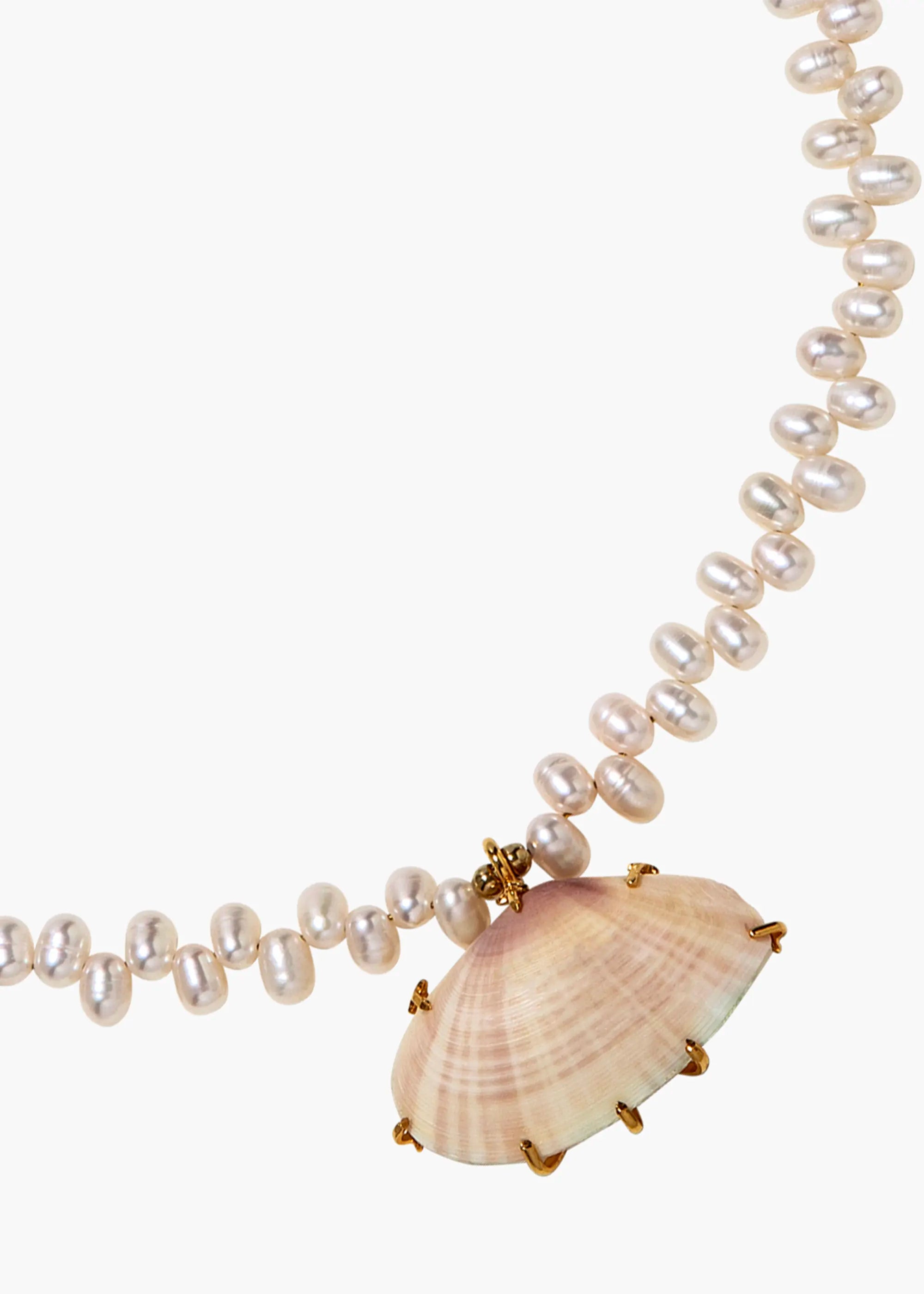 Coquina Pearl Necklace - Elegant Natural Shell Jewelry for Women, Perfect for Beach Weddings & Summer Fashion