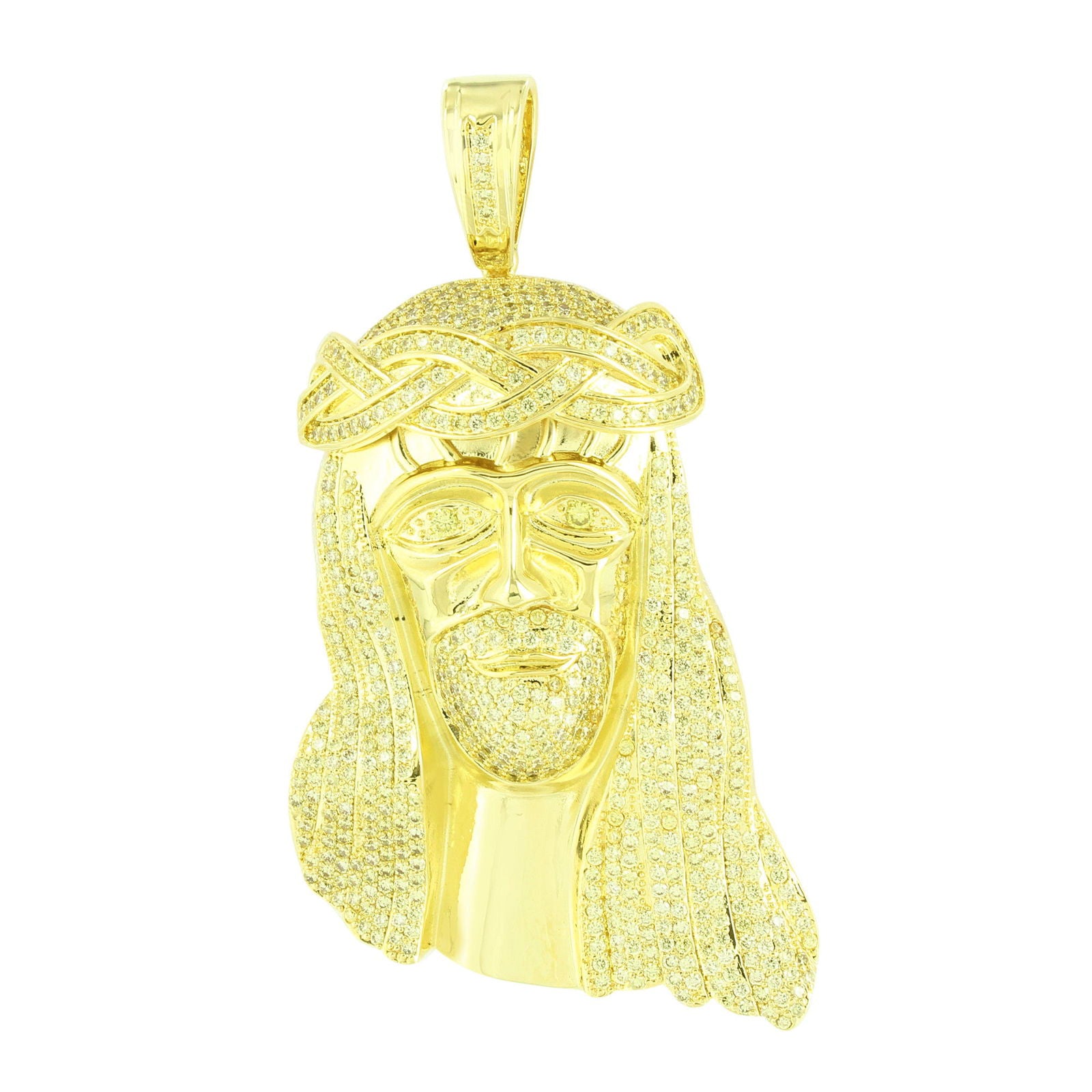 Custom Jesus Face Pendant Charm with Yellow Lab Diamonds for Men - Religious Jewelry Gift for Baptism, Confirmation & Christian Faith Expression