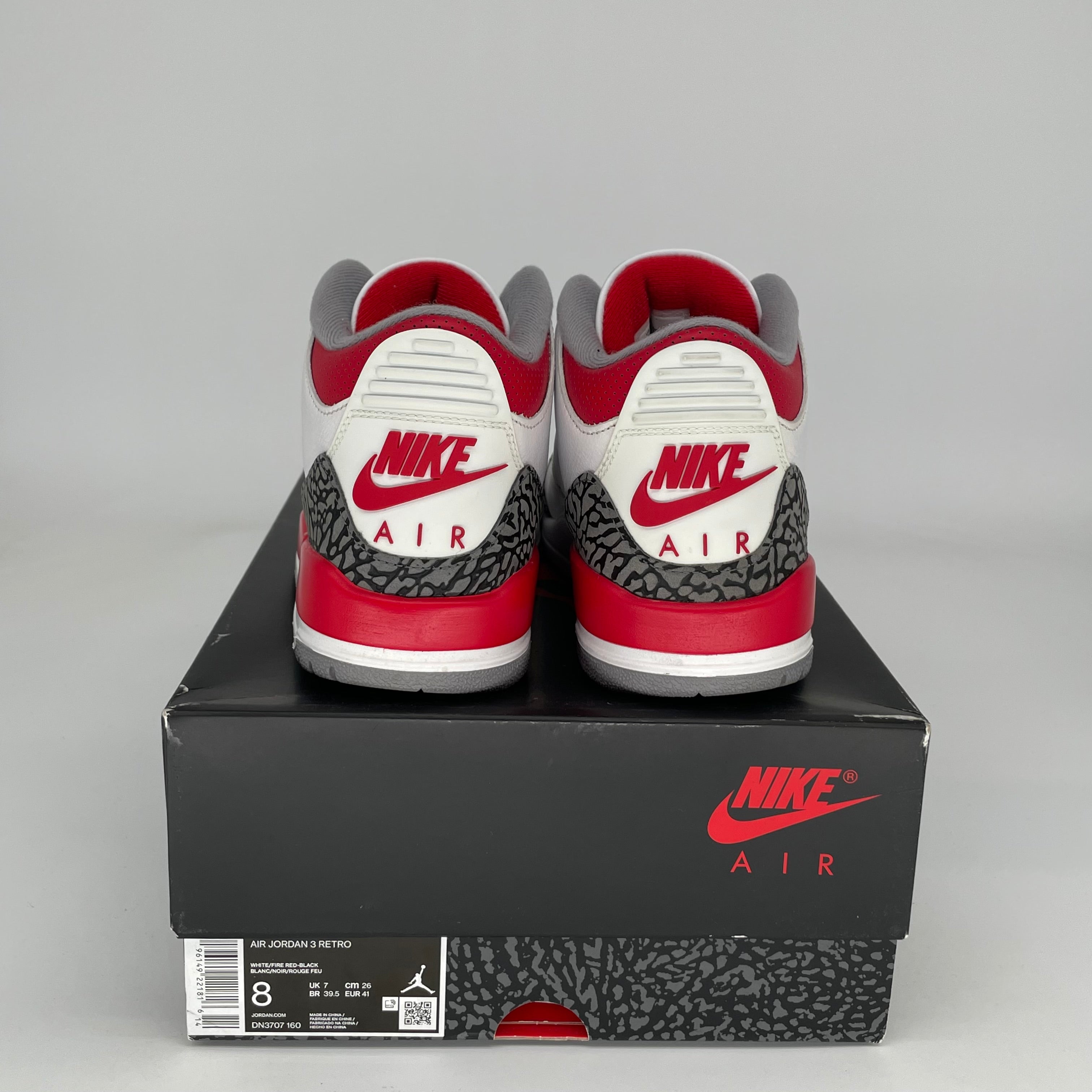 AIR JORDAN 3 Retro Fire Red Men's Basketball Shoes Size 8 DN3707-160 - Perfect for Streetwear & Court Performance