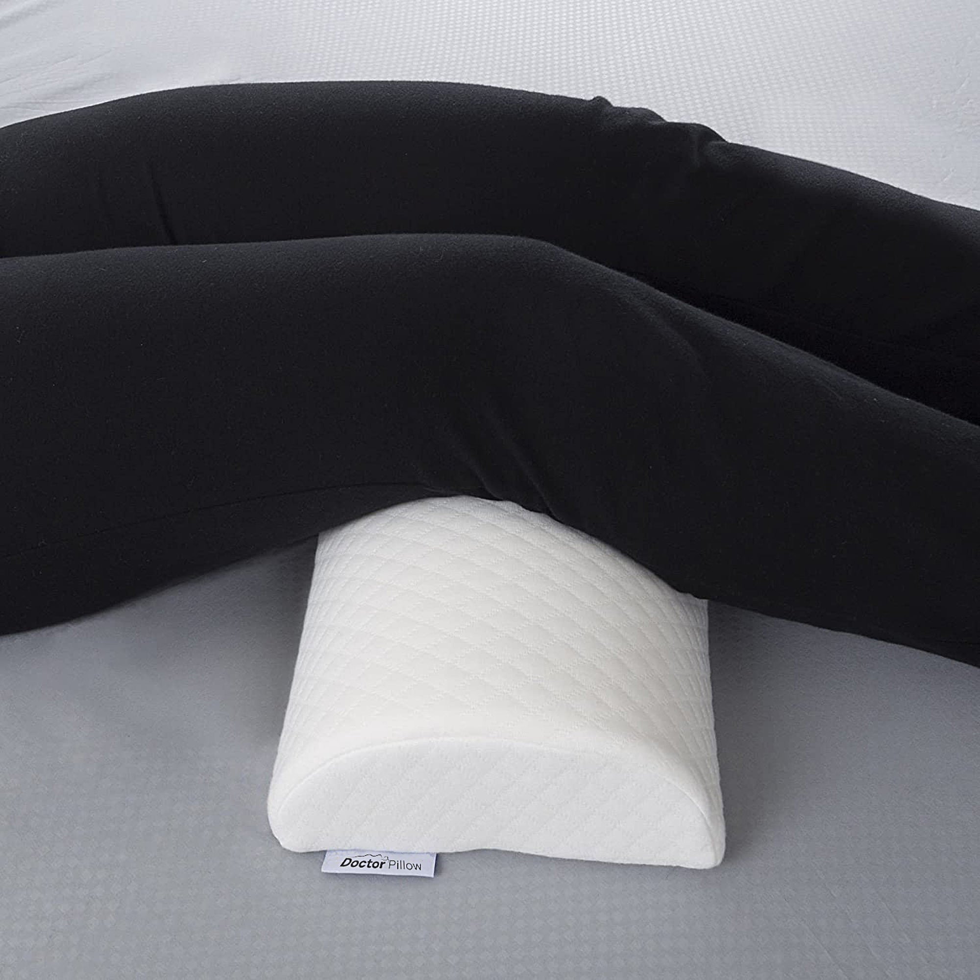 Half Moon Lumbar Support Pillow with Cooling Gel - Orthopedic Back Pain Relief Cushion for Office Chair, Car Seat & Home Use - Leg & Knee Support for Comfortable Sitting
