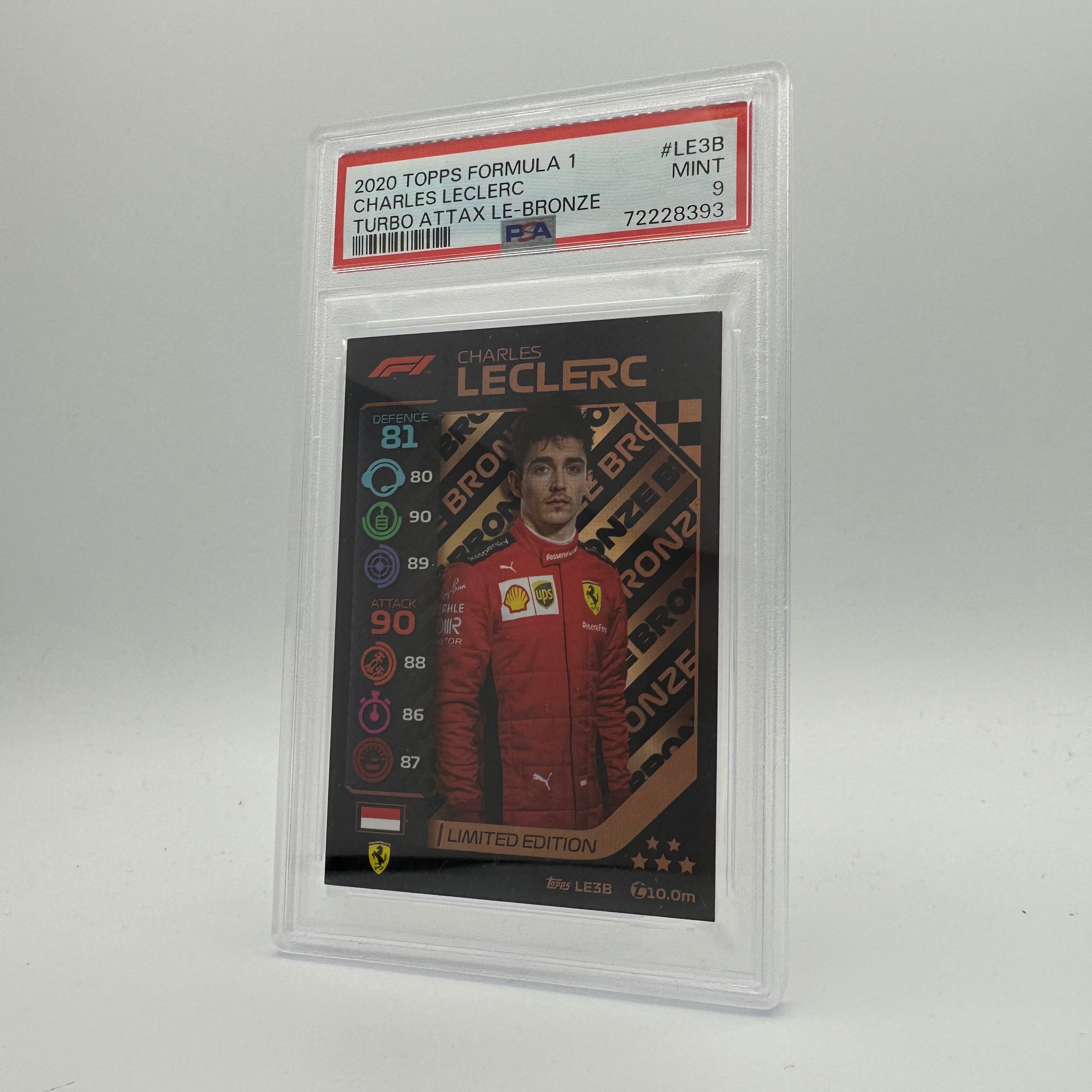 PSA 9 Graded Charles Leclerc #LE3B Limited Edition Bronze Trading Card - Perfect for F1 Collectors, Sports Memorabilia Enthusiasts & Investment Portfolio