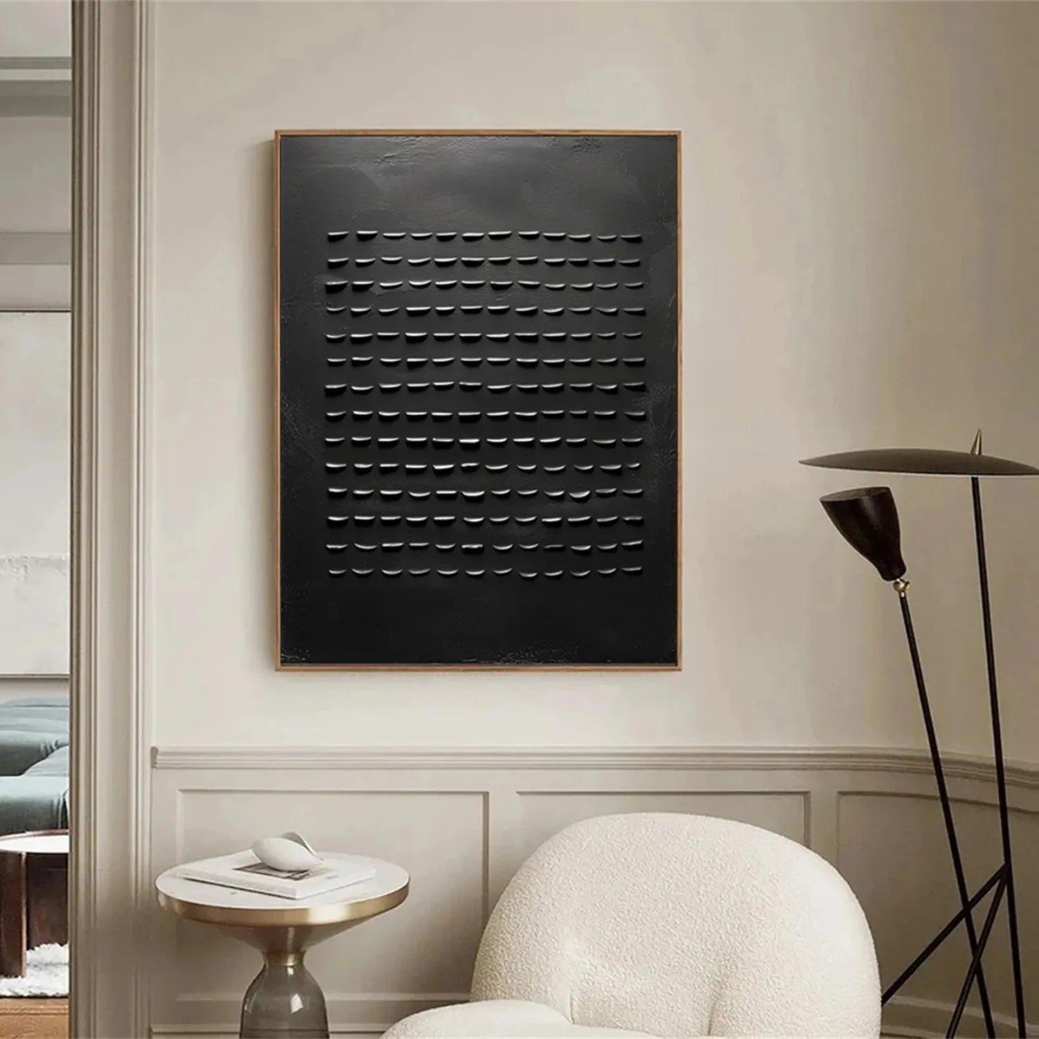 Black Minimalist Textured Painting Canvas - Premium Abstract Wall Art for Modern Home & Office Decor | Perfect for Living Room, Bedroom, or Gallery Display #MZ094