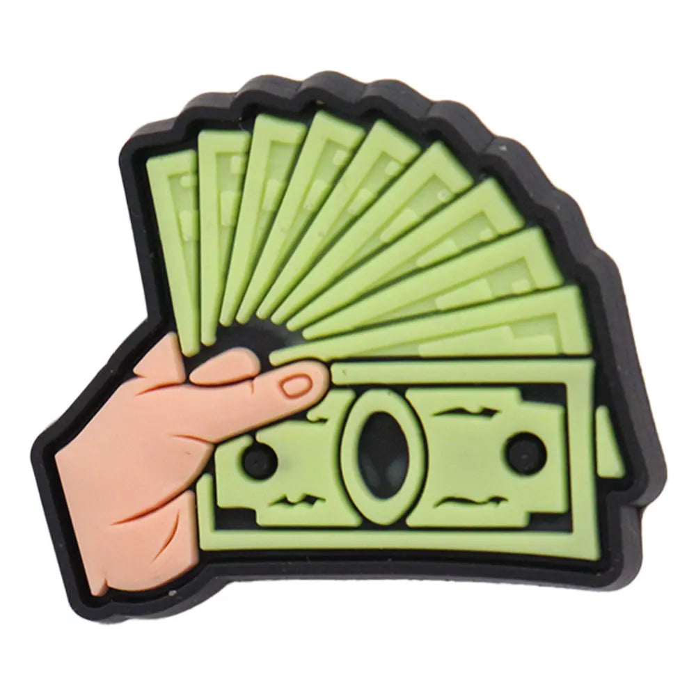 New 1pc Money Themed PVC Shoe Charms - Financial Freedom Decor for Slippers, Clogs & DIY Wristbands - Perfect for Crafting, Shoe Decoration & Festival Accessories