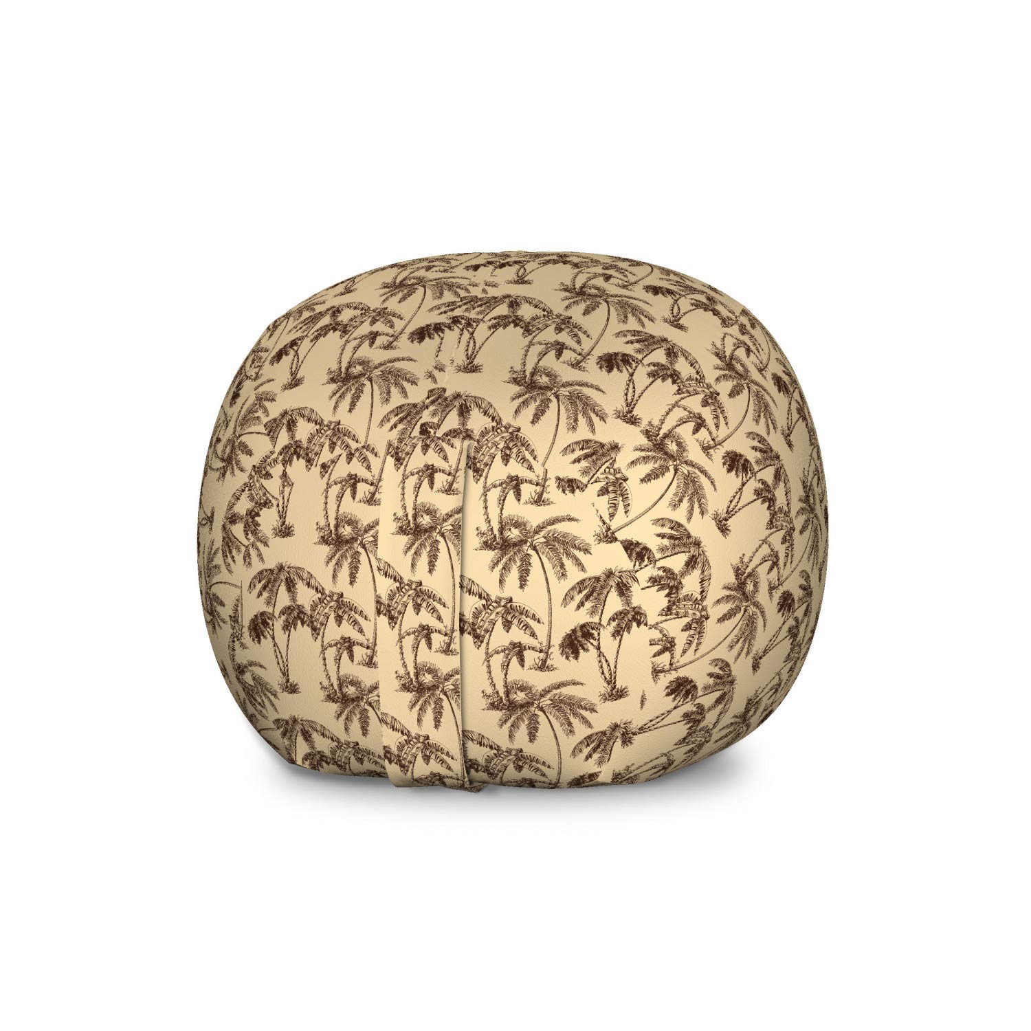 Ambesonne Large Washable Toy Storage Bag Chair - Sand Brown Chocolate, Tropical Palm Trees Hawaiian Exotic Abstract Foliage Design - Perfect for Kids' Room, Nursery, Playroom & Stuffed Animal Organization